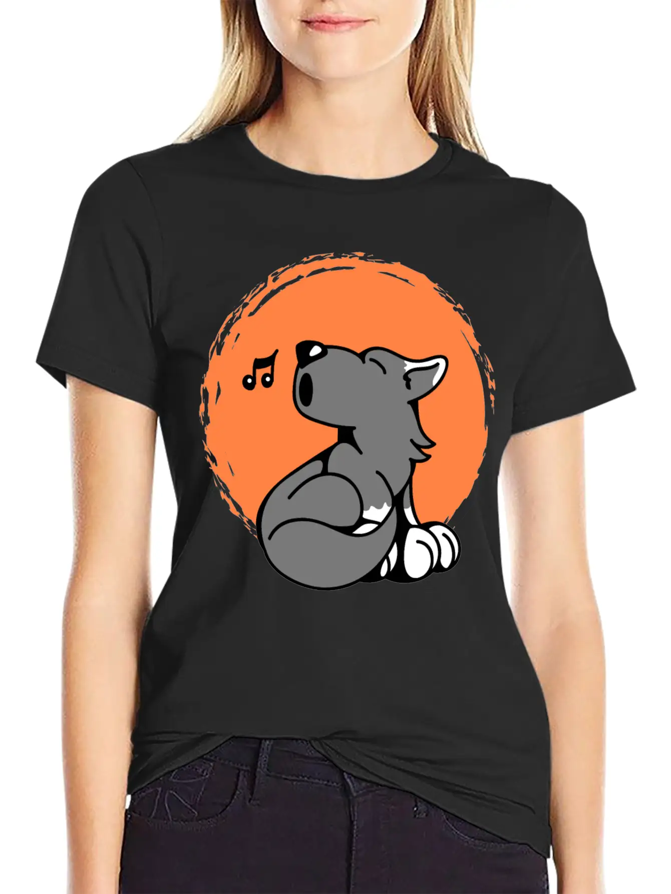 Little Wolf Howls At The Moon Stylish Everyday T-Shirt – Unisex Basic Cotton Tee