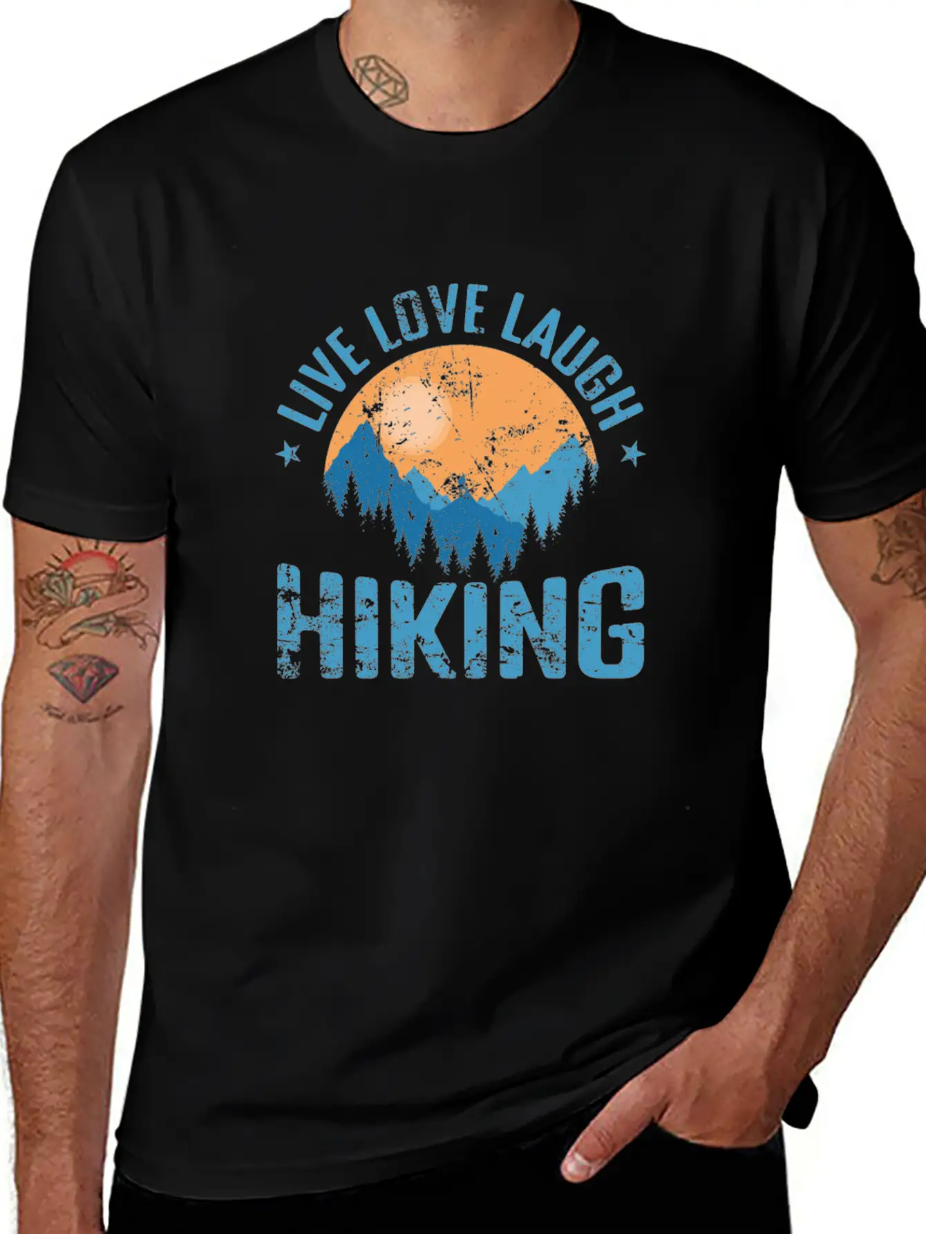 Live Love Laugh Hiking Outdoor Hobby Unisex Short Sleeve Soft Cotton T-Shirt – Casual Everyday Wear