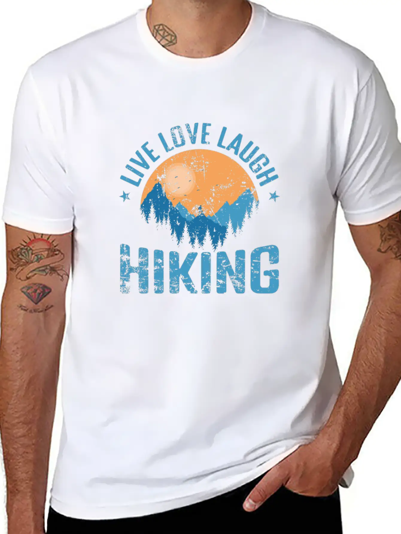 Live Love Laugh Hiking Outdoor Hobby Unisex Short Sleeve Soft Cotton T-Shirt – Casual Everyday Wear