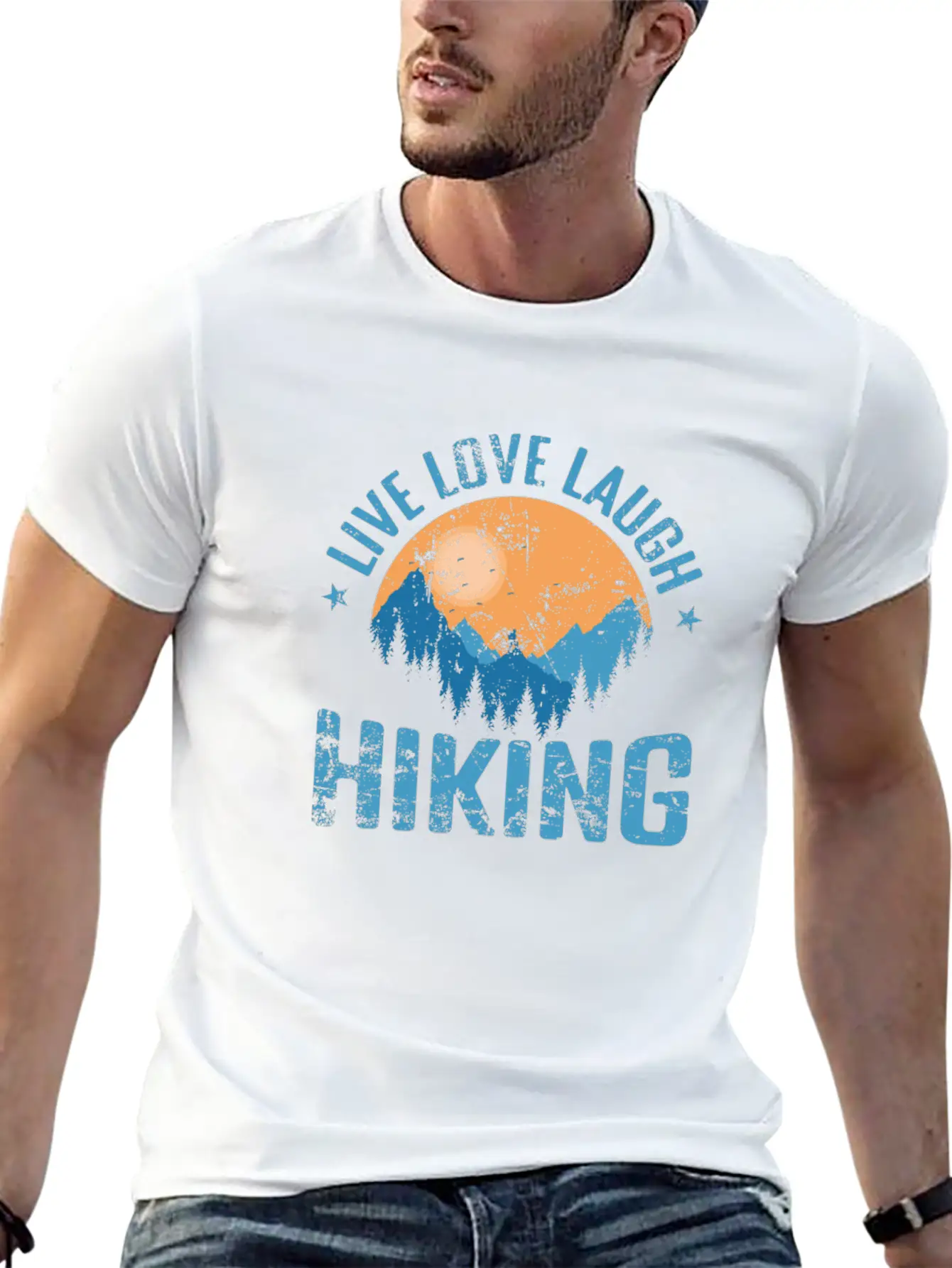 Live Love Laugh Hiking Outdoor Hobby Unisex Short Sleeve Soft Cotton T-Shirt – Casual Everyday Wear