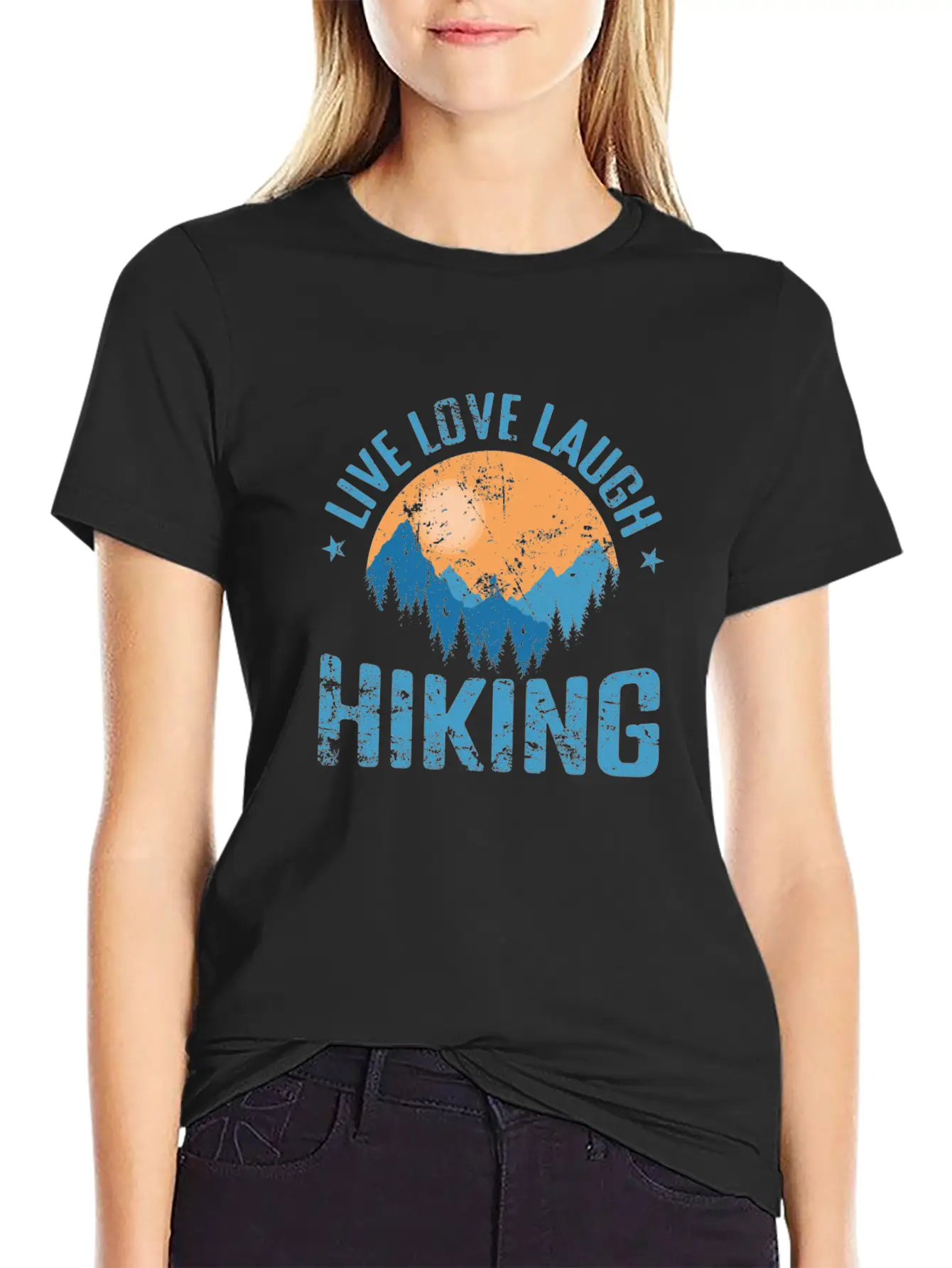 Live Love Laugh Hiking Outdoor Hobby Unisex Short Sleeve Soft Cotton T-Shirt – Casual Everyday Wear