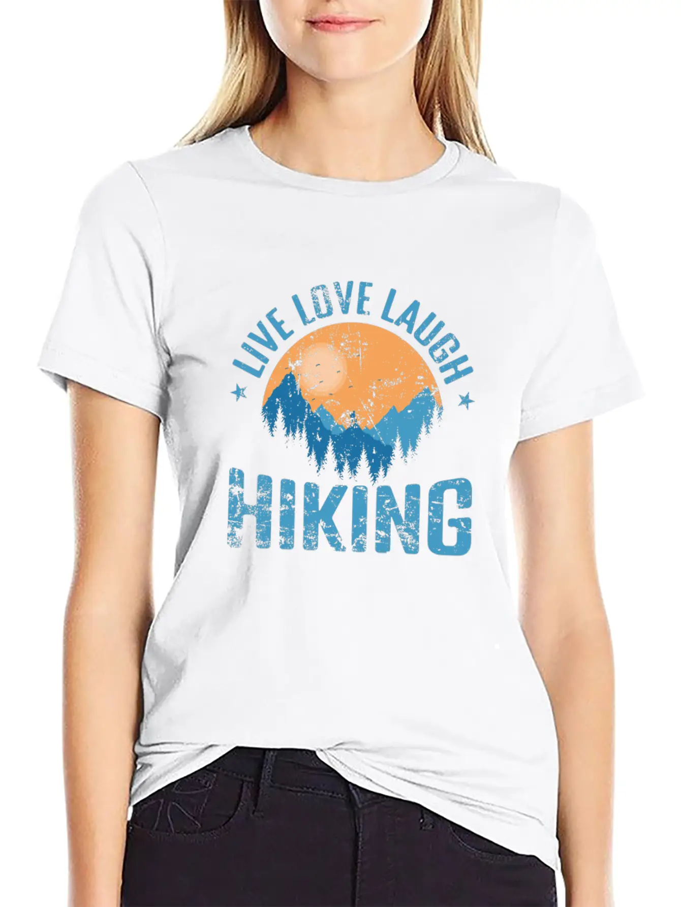 Live Love Laugh Hiking Outdoor Hobby Unisex Short Sleeve Soft Cotton T-Shirt – Casual Everyday Wear