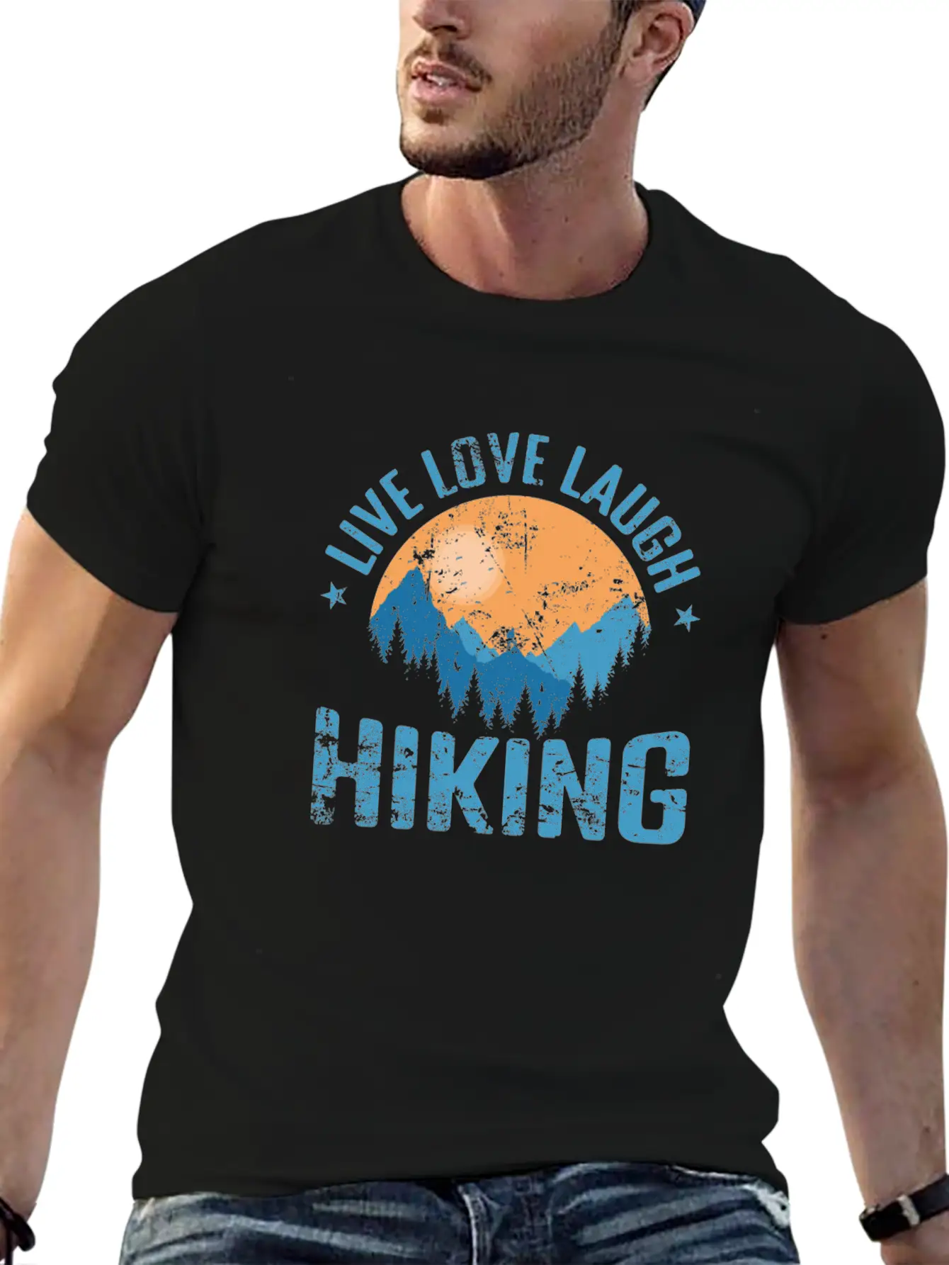 Live Love Laugh Hiking Outdoor Hobby Unisex Short Sleeve Soft Cotton T-Shirt – Casual Everyday Wear