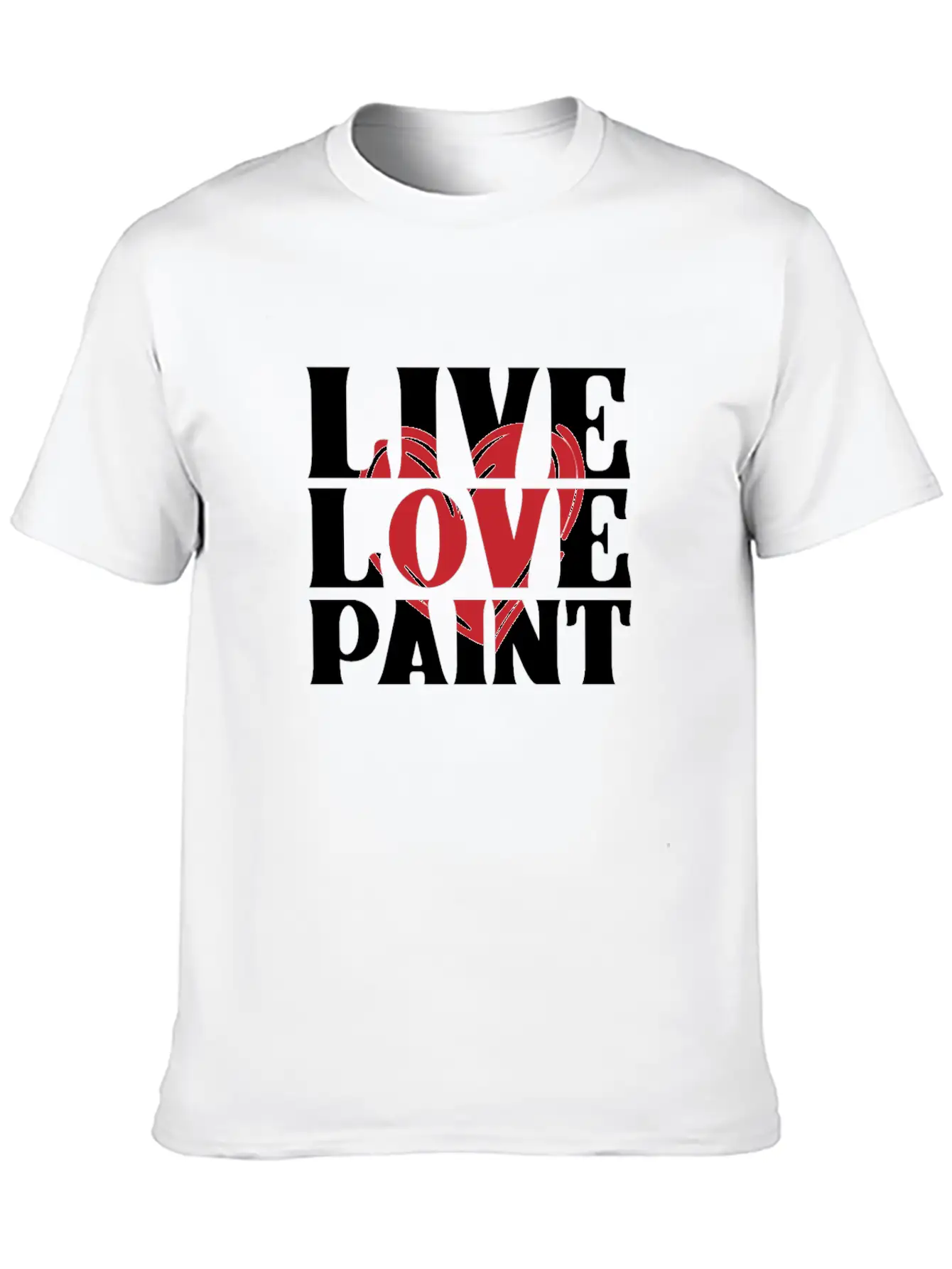 Live Love Paint With Heart Painter Cool Gift Idea Unisex Short Sleeve Soft Cotton T-Shirt – Casual Everyday Wear