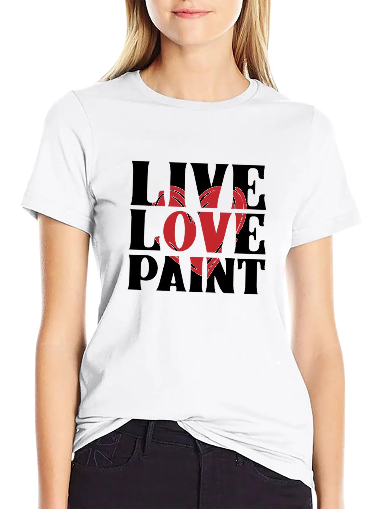 Live Love Paint With Heart Painter Cool Gift Idea Unisex Short Sleeve Soft Cotton T-Shirt – Casual Everyday Wear