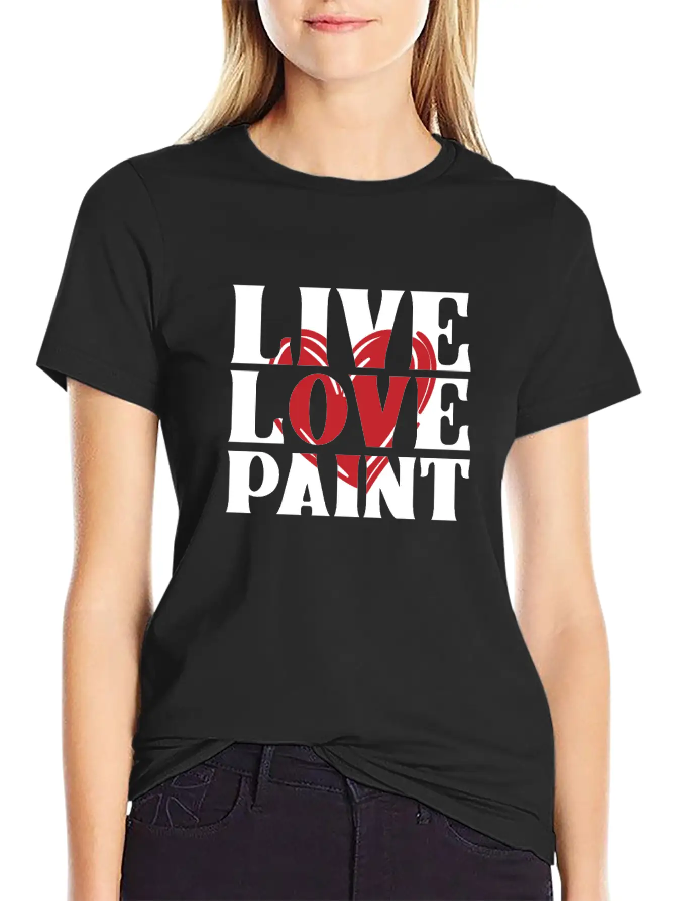 Live Love Paint With Heart Painter Cool Gift Idea Unisex Short Sleeve Soft Cotton T-Shirt – Casual Everyday Wear