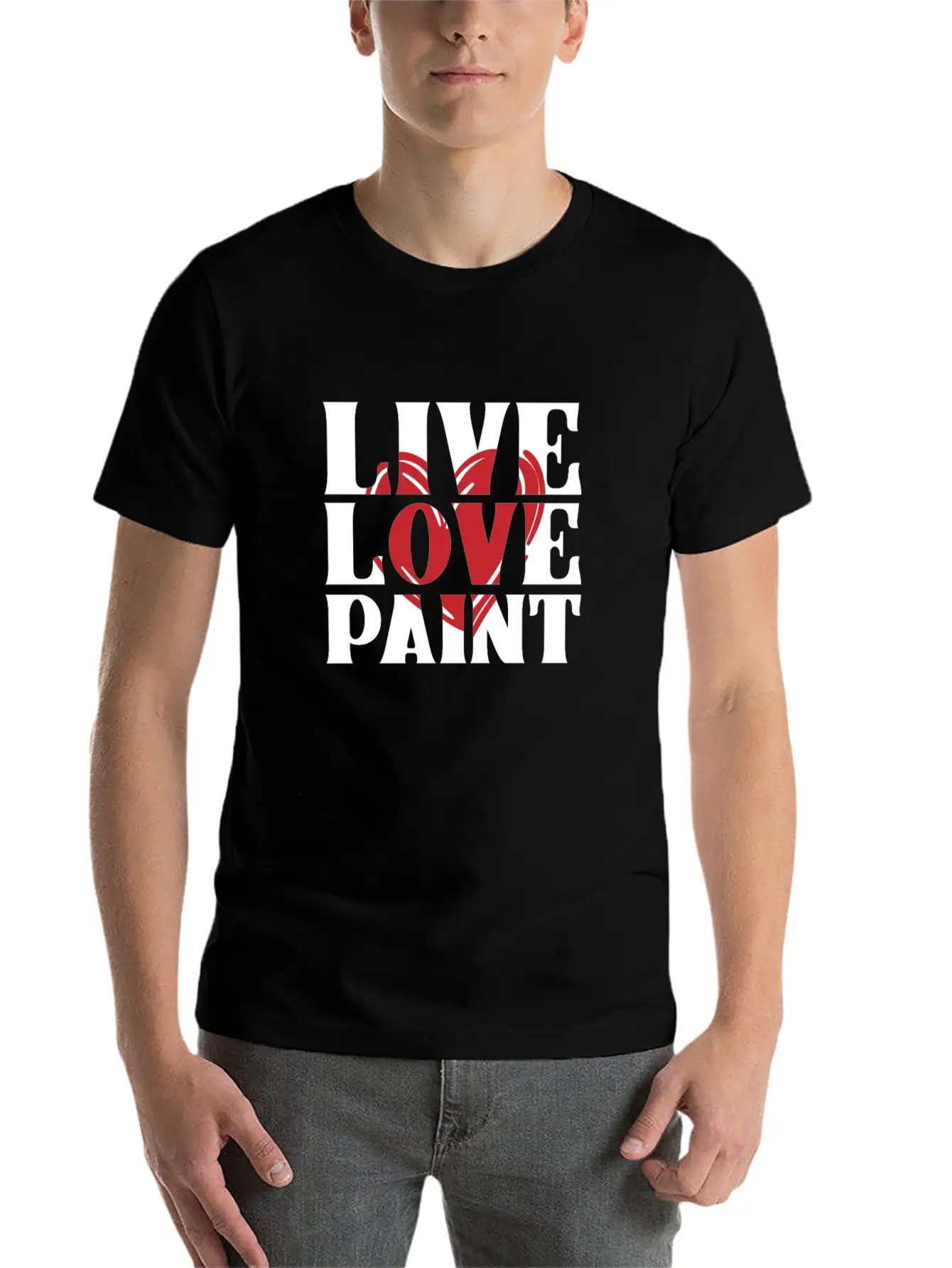 Live Love Paint With Heart Painter Cool Gift Idea Unisex Short Sleeve Soft Cotton T-Shirt – Casual Everyday Wear