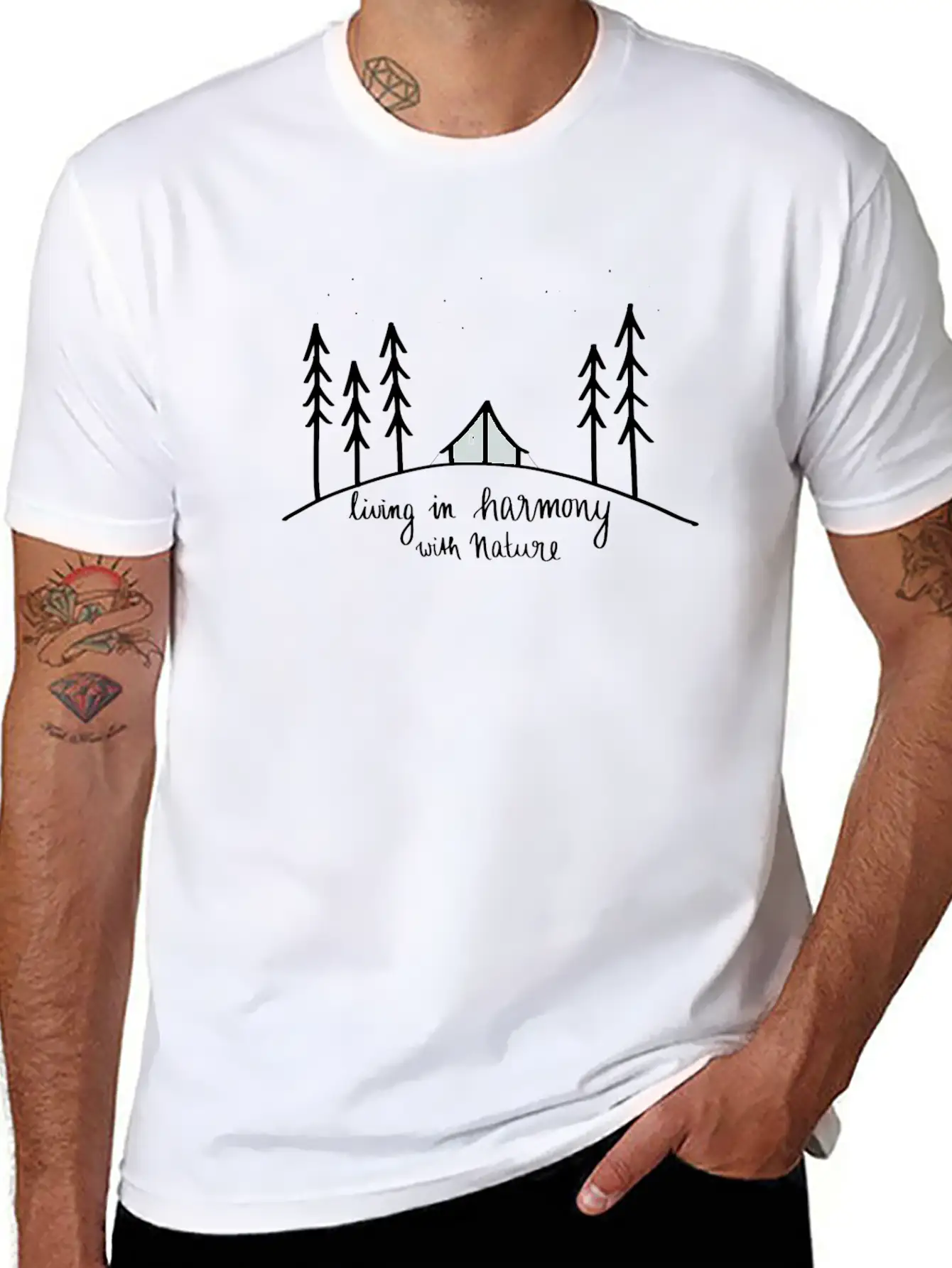 Living In Harmony With Nature Essential Unisex Summer Tee – Soft Cotton Casual Fit