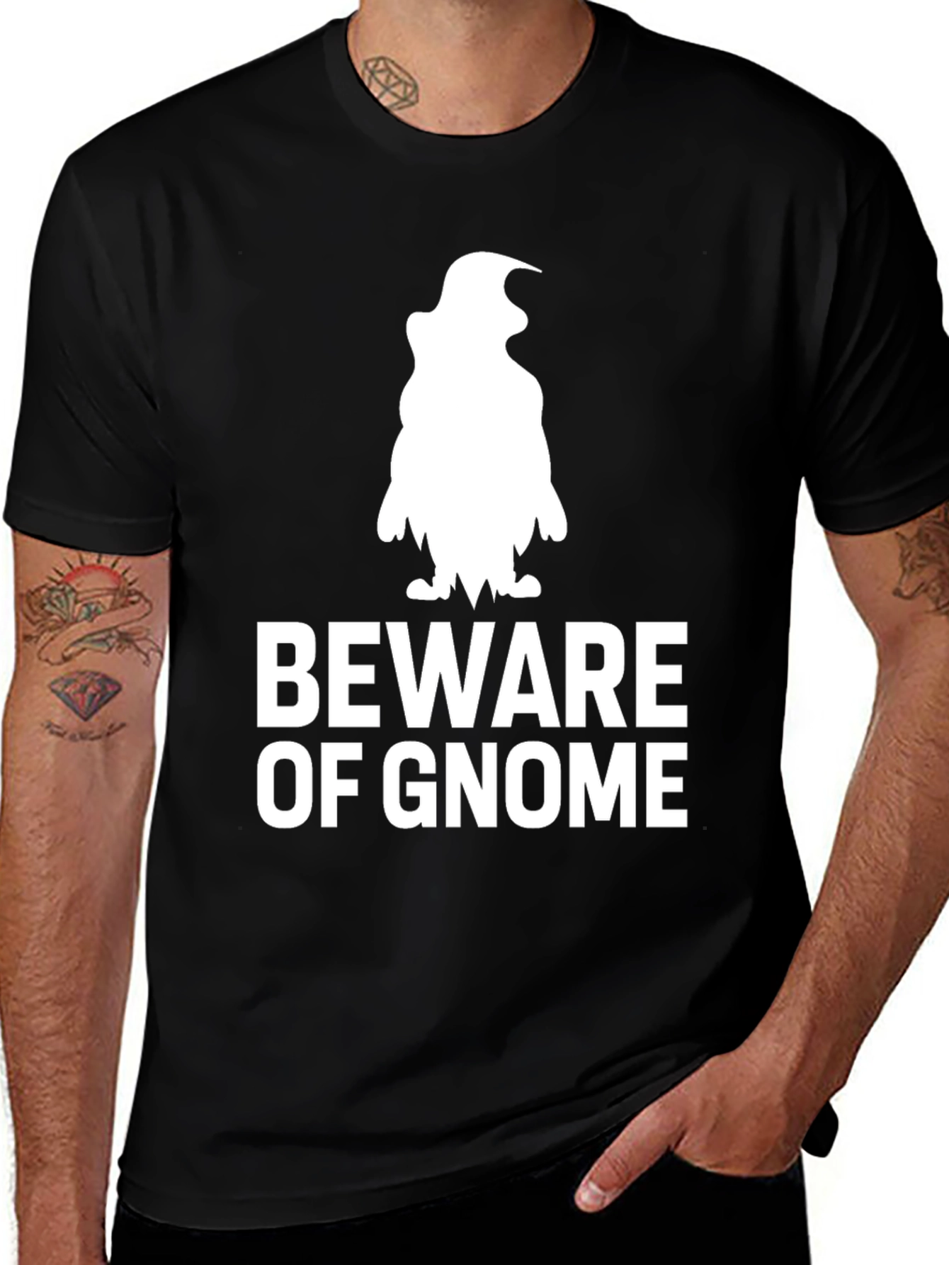 Beware of Gnome Graphic T-Shirt - Black