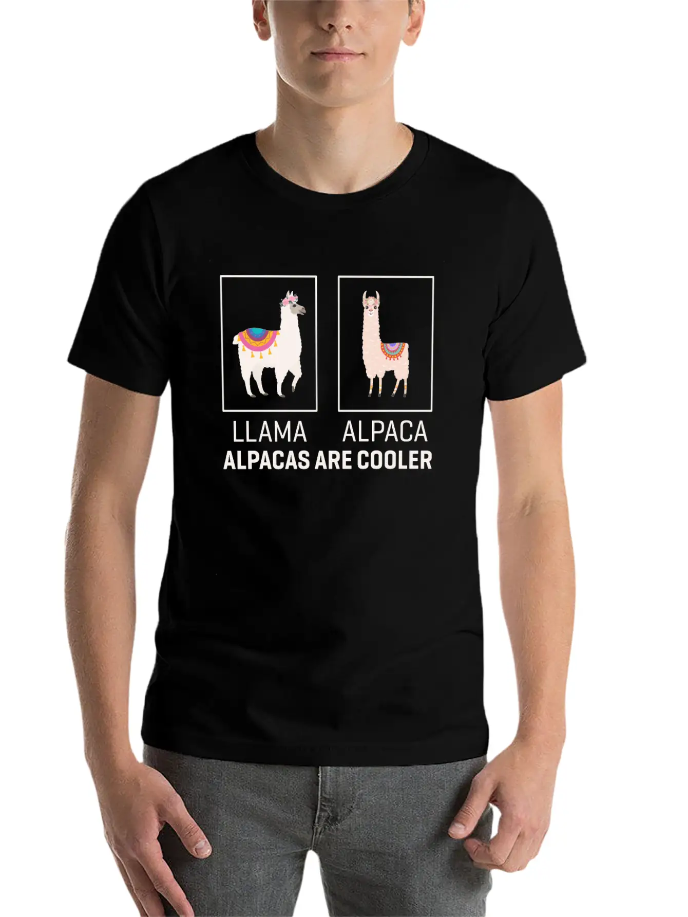 Llama Vs Alpaca, Alpacas Are Cooler - Funny Alpaca Timeless Short Sleeve Tee – Comfy And Minimalist Design