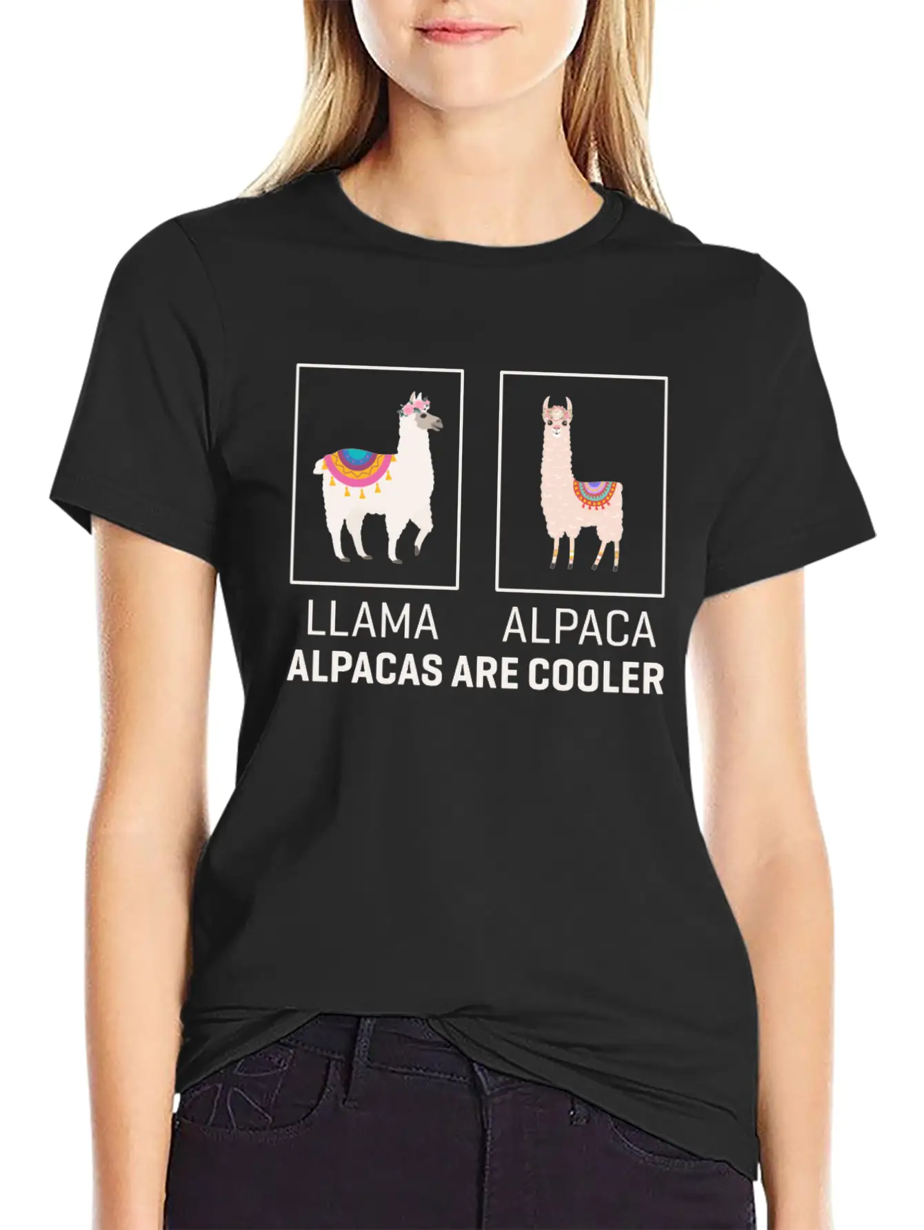 Llama Vs Alpaca, Alpacas Are Cooler - Funny Alpaca Timeless Short Sleeve Tee – Comfy And Minimalist Design