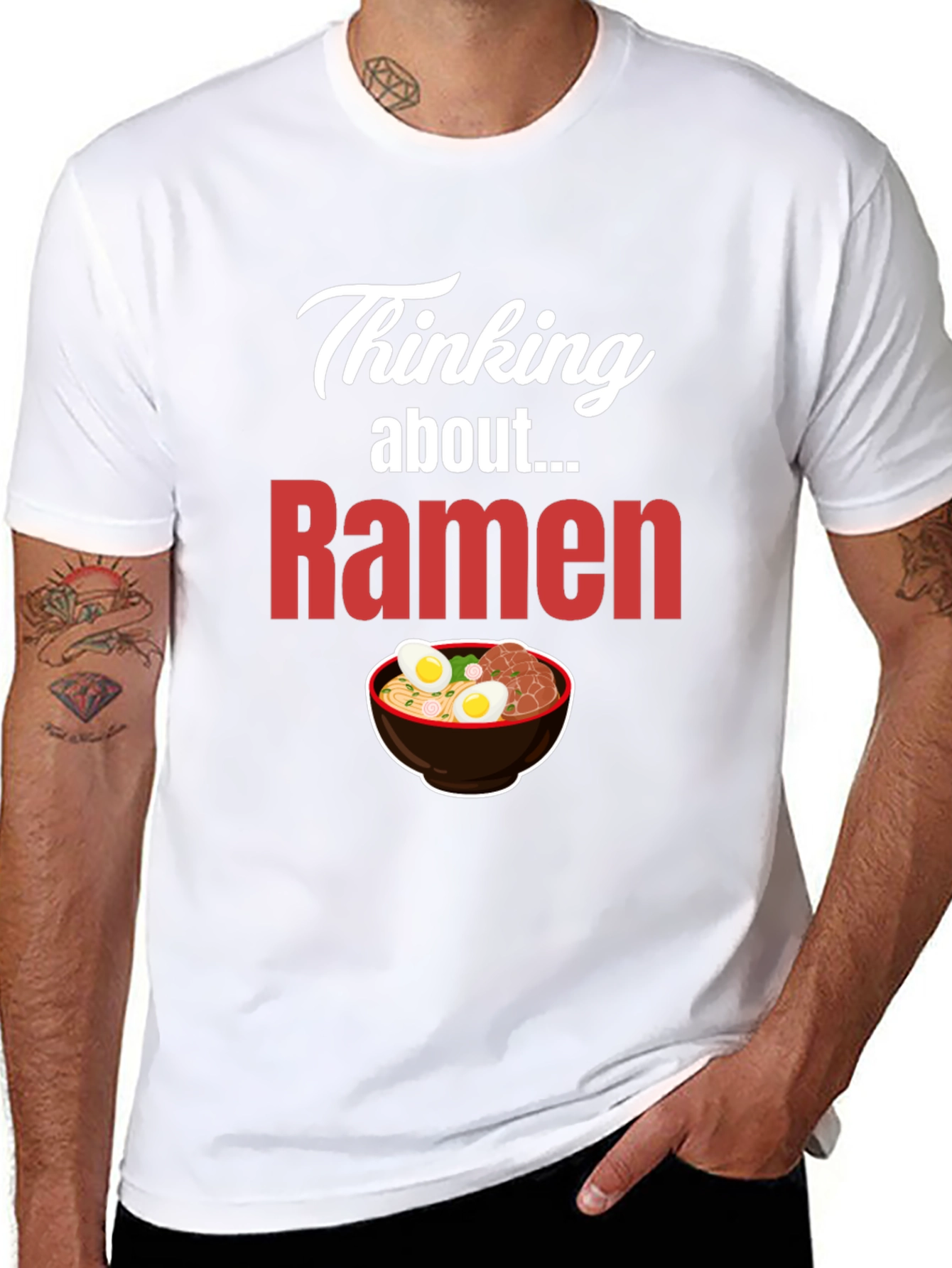 Thinking About Ramen T-Shirt - Foodie Apparel
