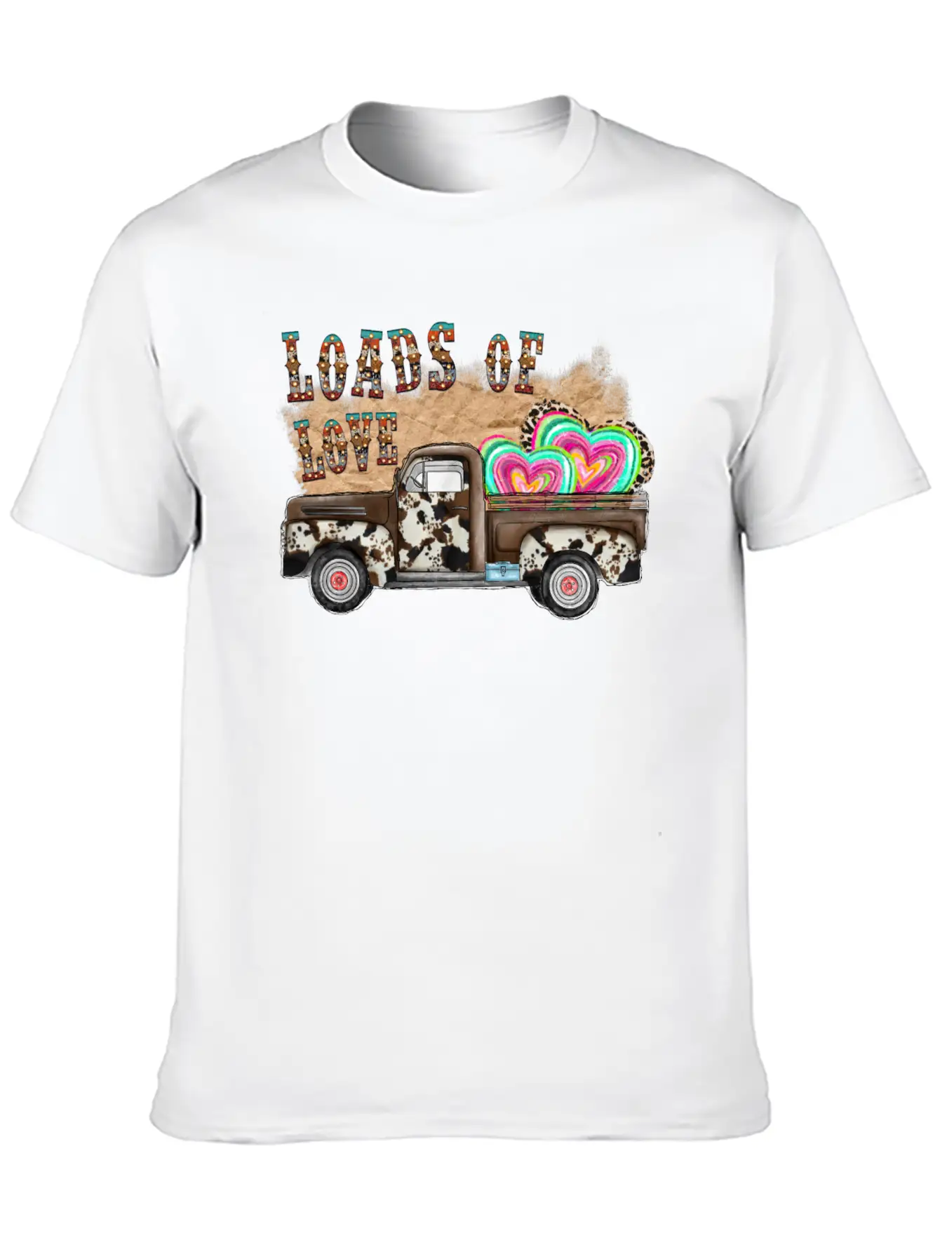 Loads Of Love Cowhide Truck Timeless Short Sleeve Tee – Comfy And Minimalist Design