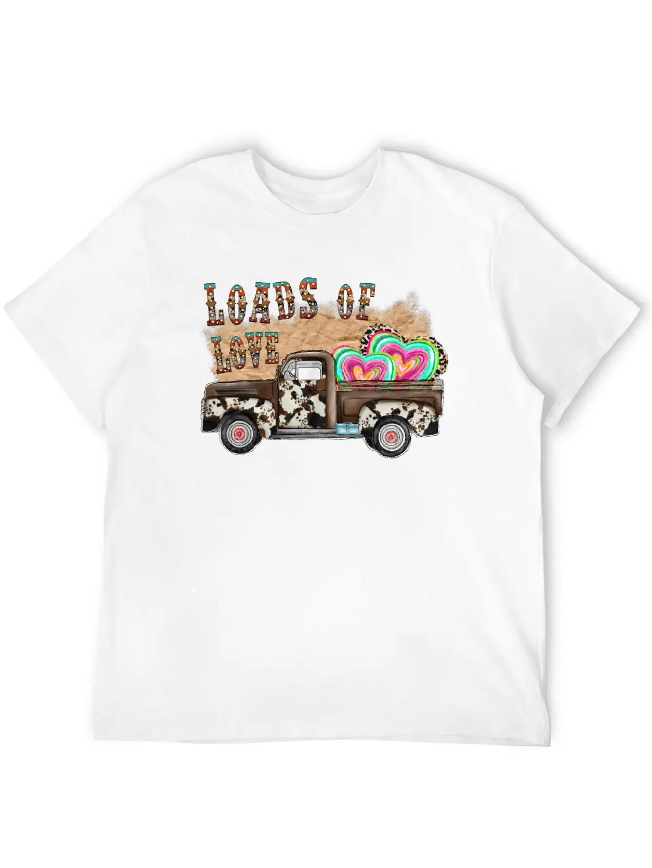 Loads Of Love Cowhide Truck Timeless Short Sleeve Tee – Comfy And Minimalist Design