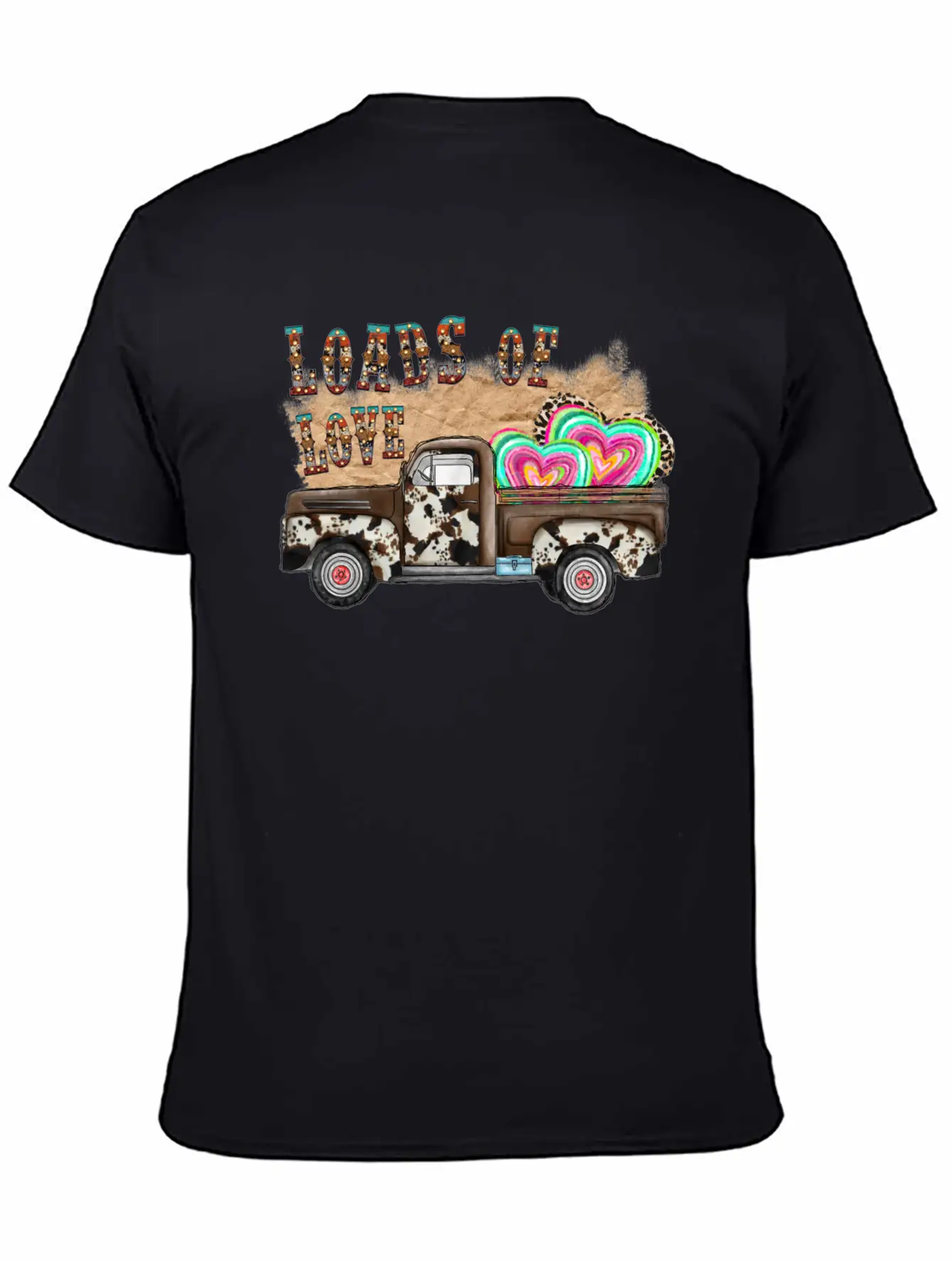 Loads Of Love Cowhide Truck Timeless Short Sleeve Tee – Comfy And Minimalist Design