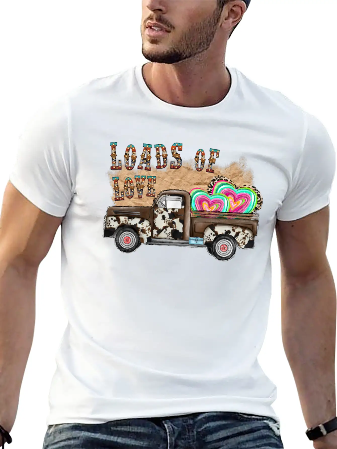 Loads Of Love Cowhide Truck Timeless Short Sleeve Tee – Comfy And Minimalist Design