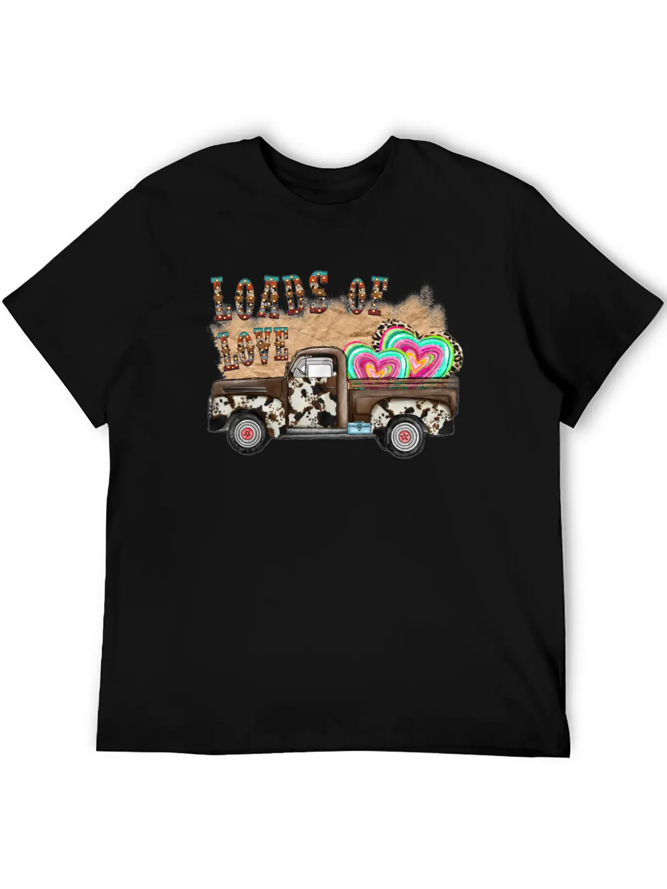 Loads Of Love Cowhide Truck Timeless Short Sleeve Tee – Comfy And Minimalist Design
