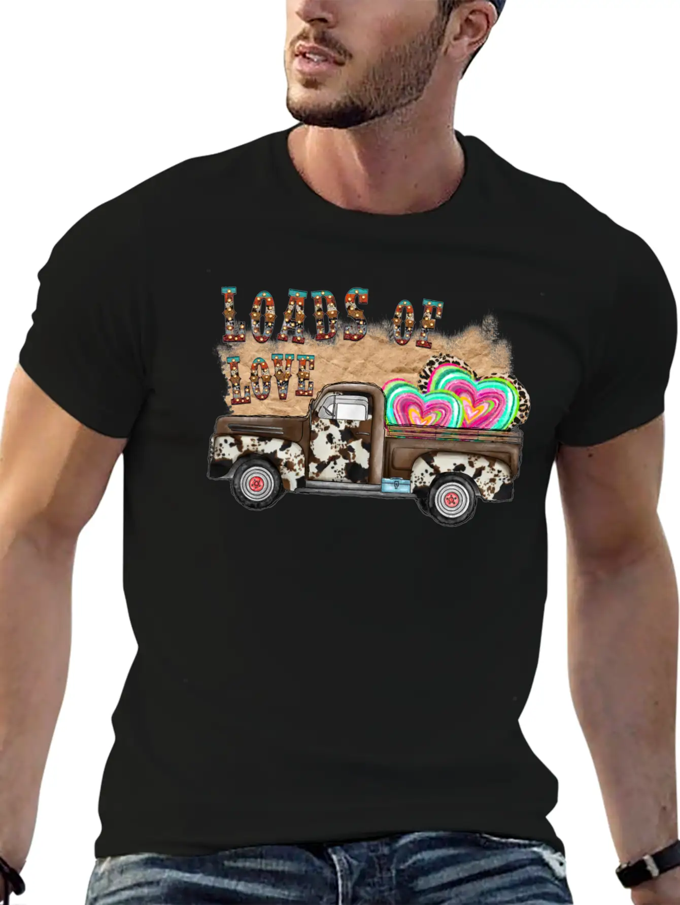 Loads Of Love Cowhide Truck Timeless Short Sleeve Tee – Comfy And Minimalist Design