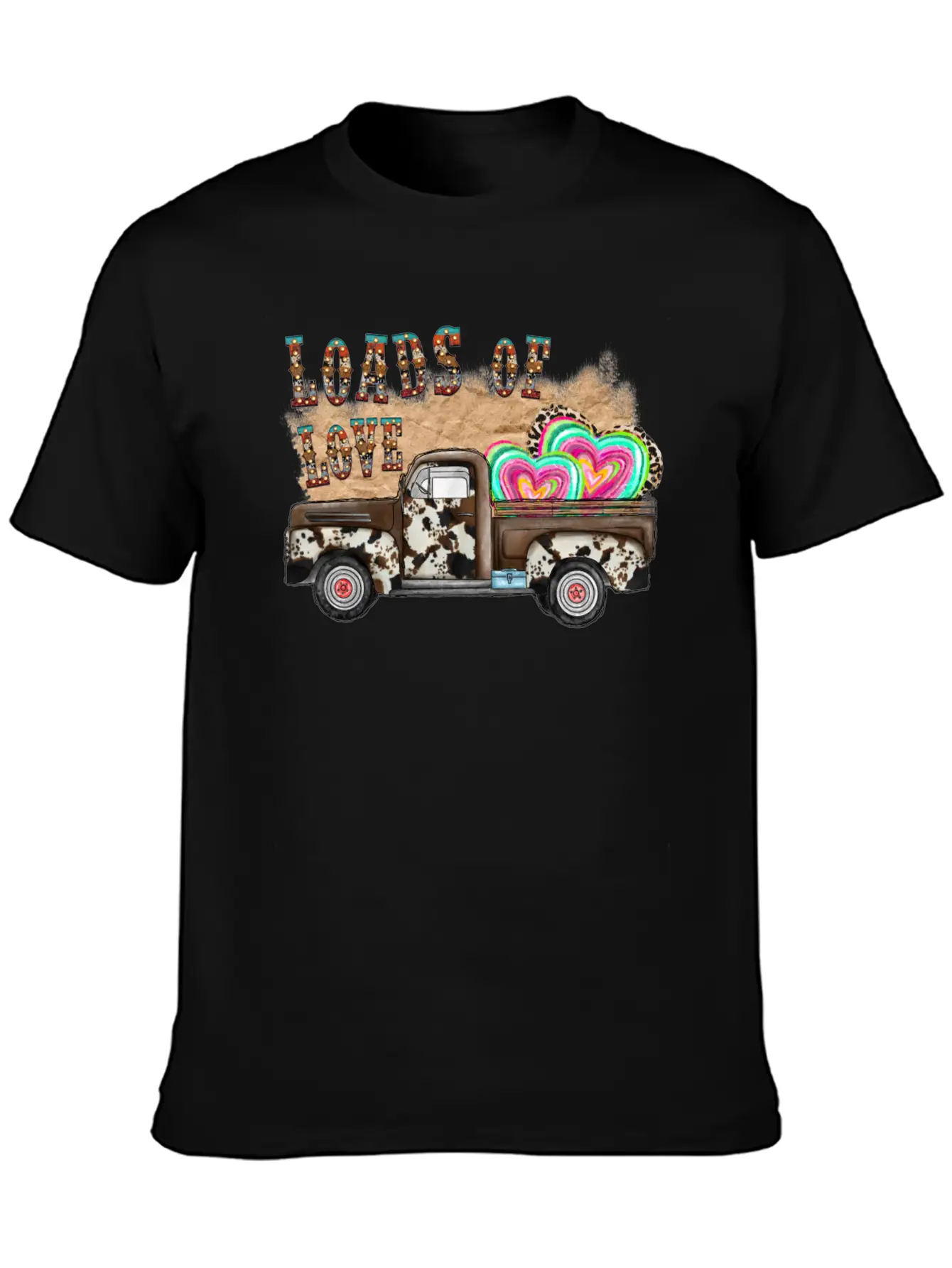 Loads Of Love Cowhide Truck Timeless Short Sleeve Tee – Comfy And Minimalist Design