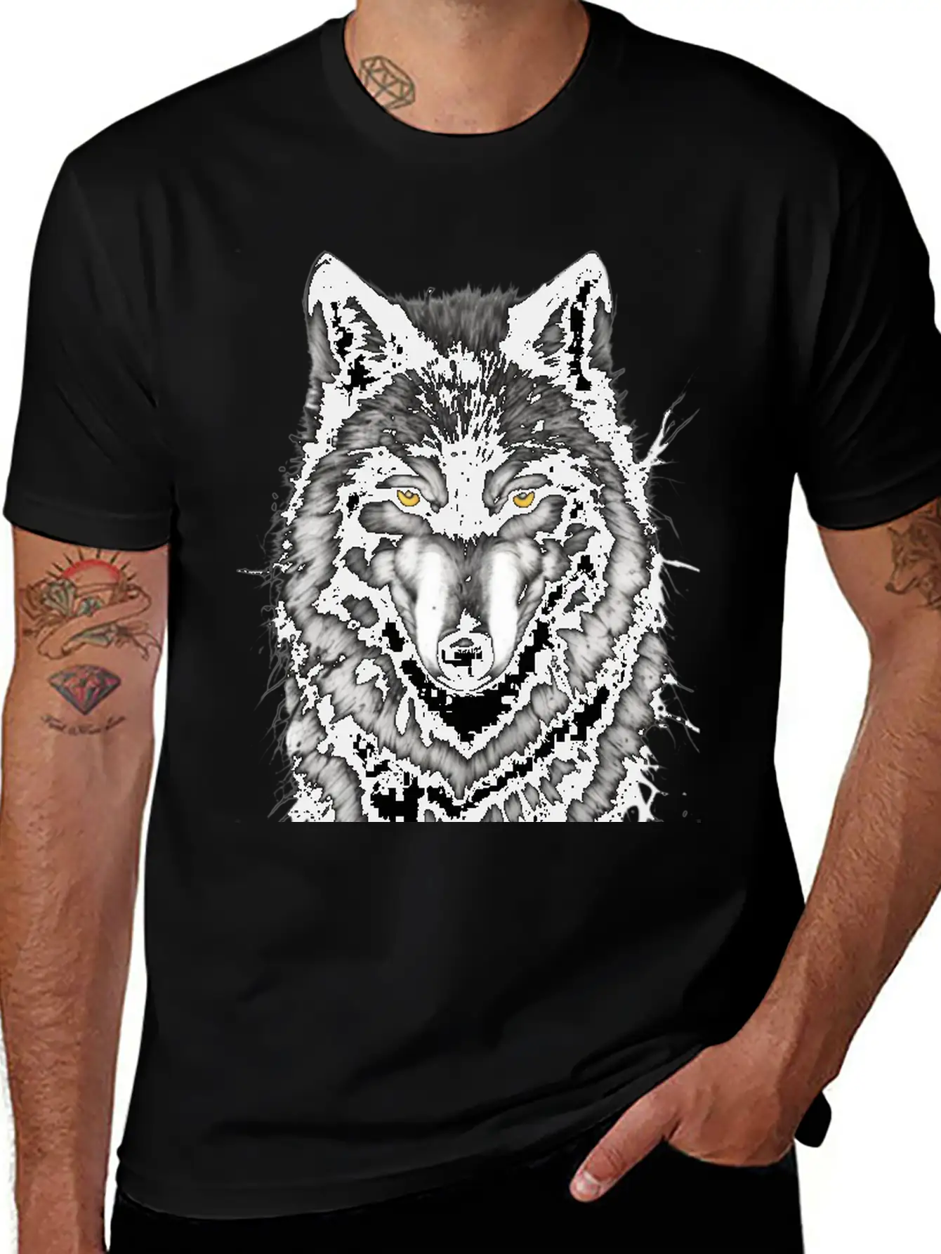 Lone Wolf Stickers. Black Wolf Face.wild Wolf Timeless Short Sleeve Tee – Comfy And Minimalist Design