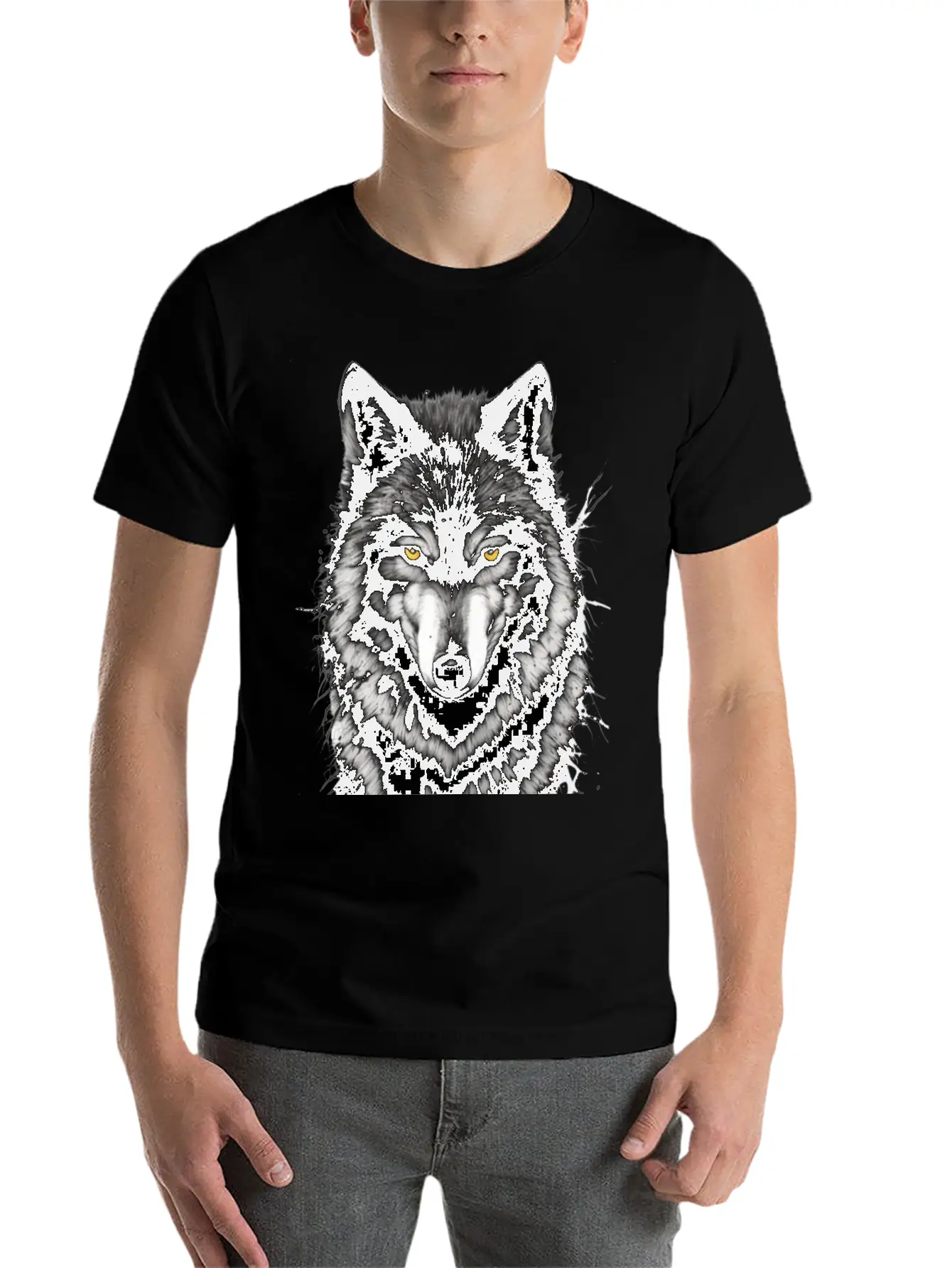 Lone Wolf Stickers. Black Wolf Face.wild Wolf Timeless Short Sleeve Tee – Comfy And Minimalist Design
