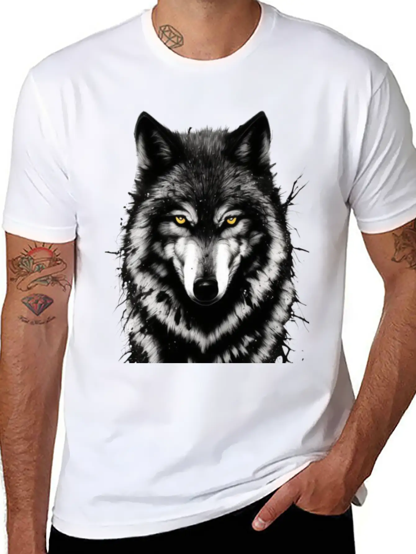 Lone Wolf Stickers. Black Wolf Face.wild Wolf Timeless Short Sleeve Tee – Comfy And Minimalist Design