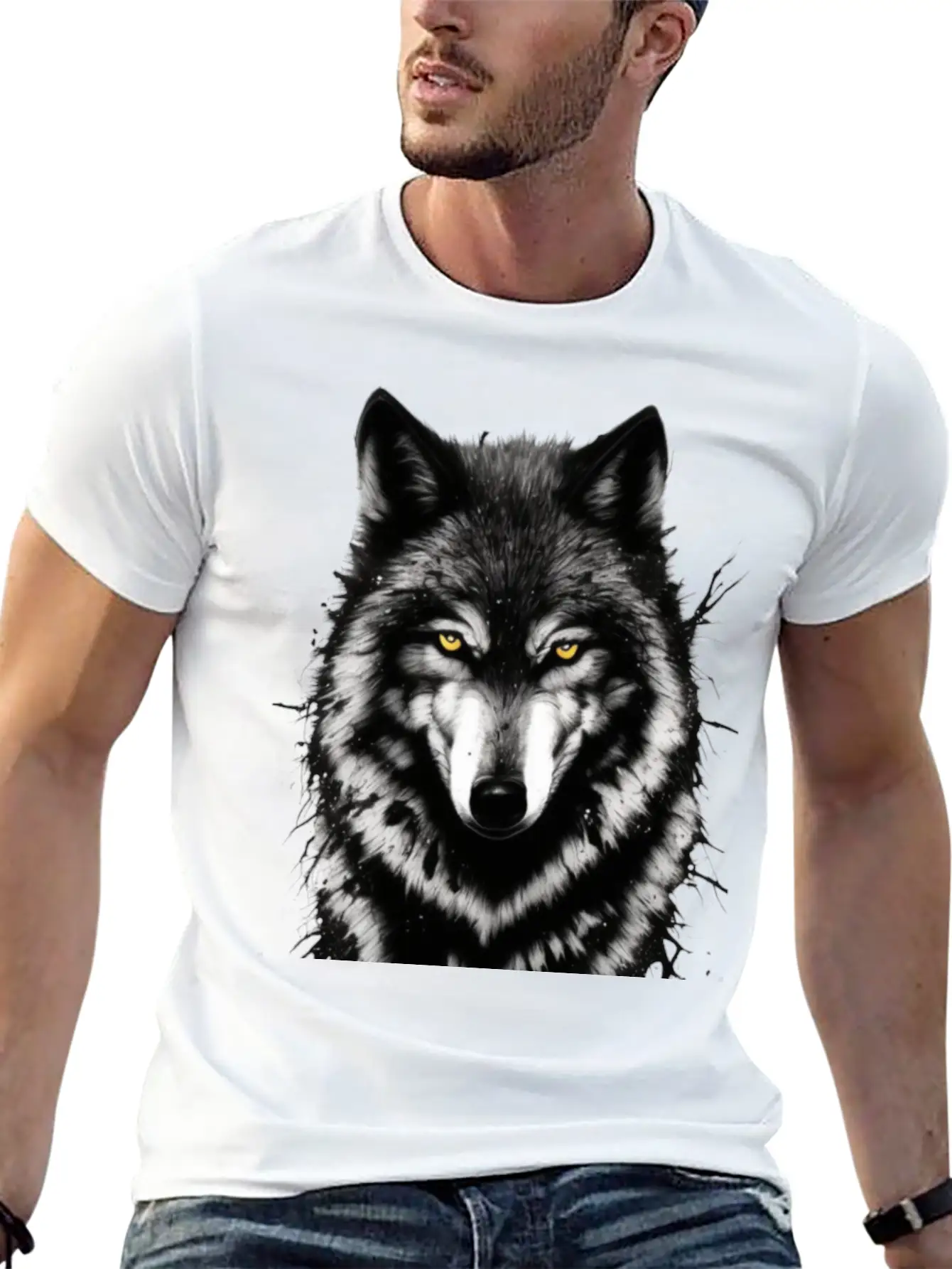 Lone Wolf Stickers. Black Wolf Face.wild Wolf Timeless Short Sleeve Tee – Comfy And Minimalist Design