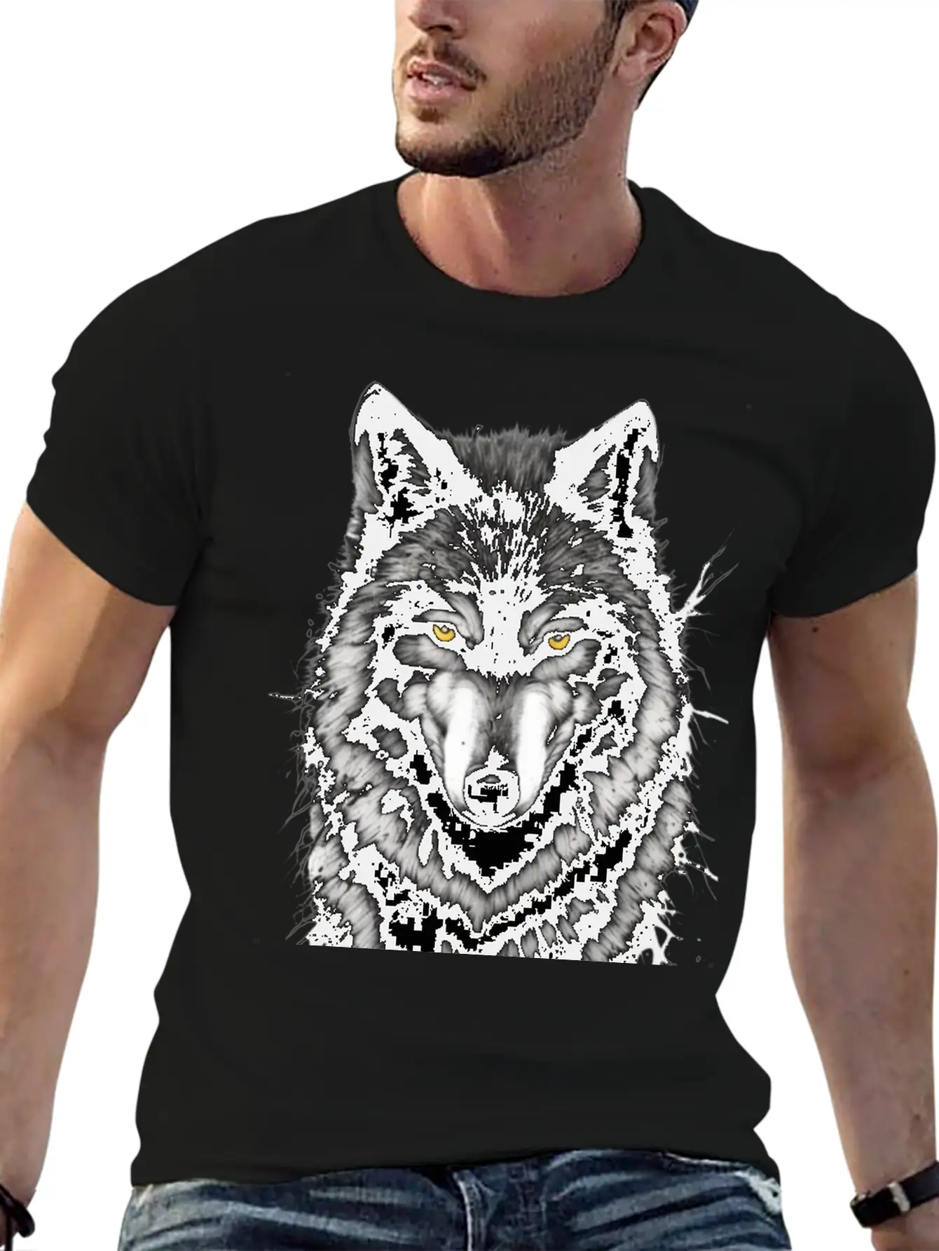 Lone Wolf Stickers. Black Wolf Face.wild Wolf Timeless Short Sleeve Tee – Comfy And Minimalist Design