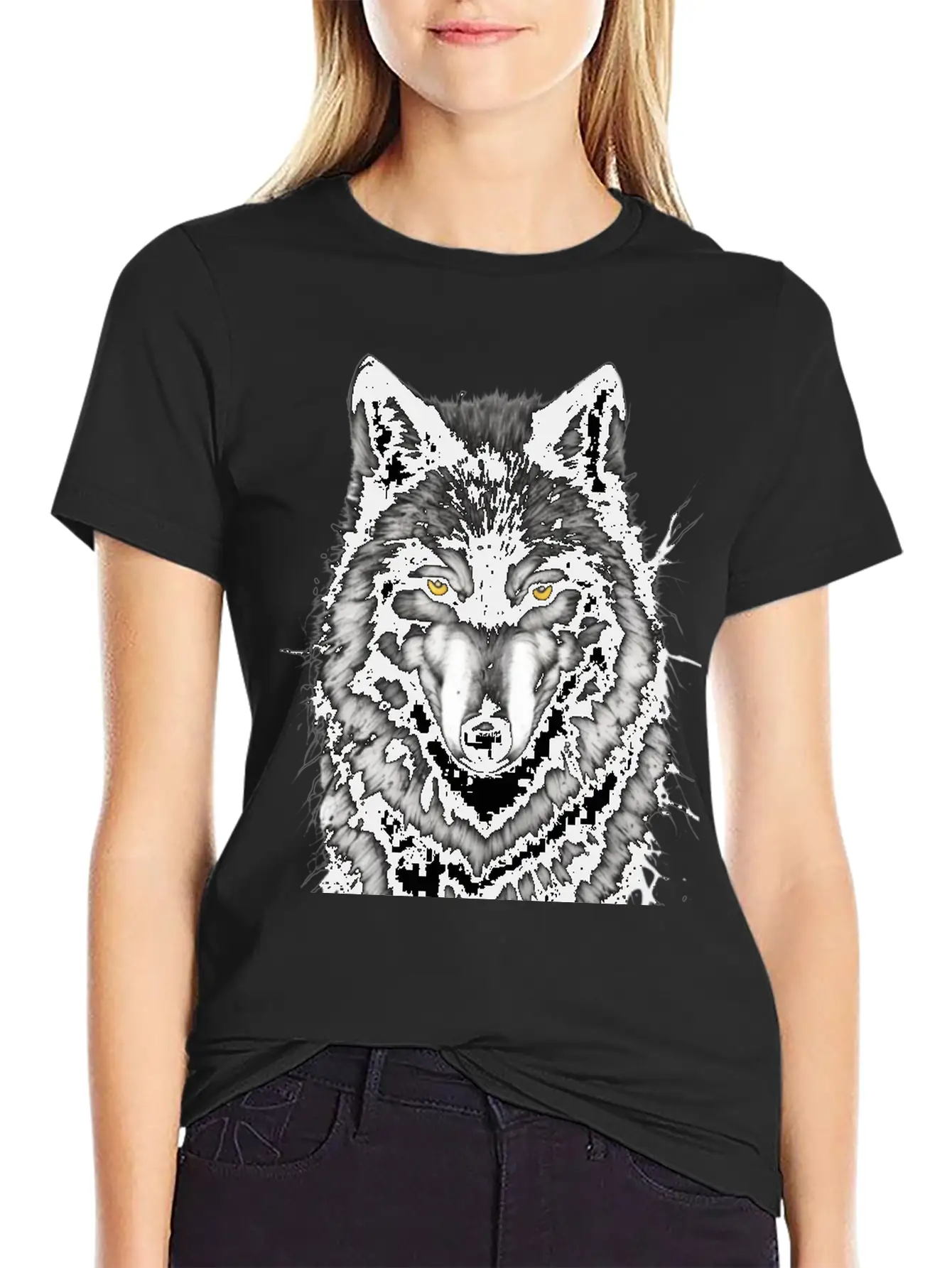 Lone Wolf Stickers. Black Wolf Face.wild Wolf Timeless Short Sleeve Tee – Comfy And Minimalist Design