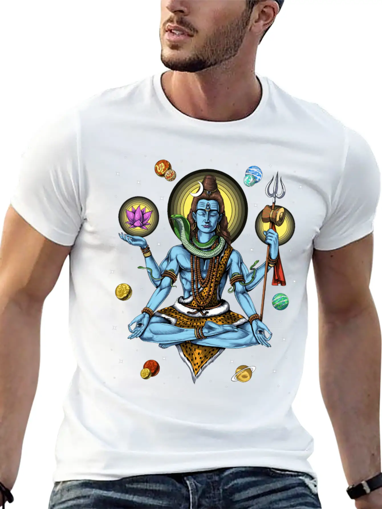 Lord Shiva Meditation Unisex Short Sleeve Soft Cotton T-Shirt – Casual Everyday Wear