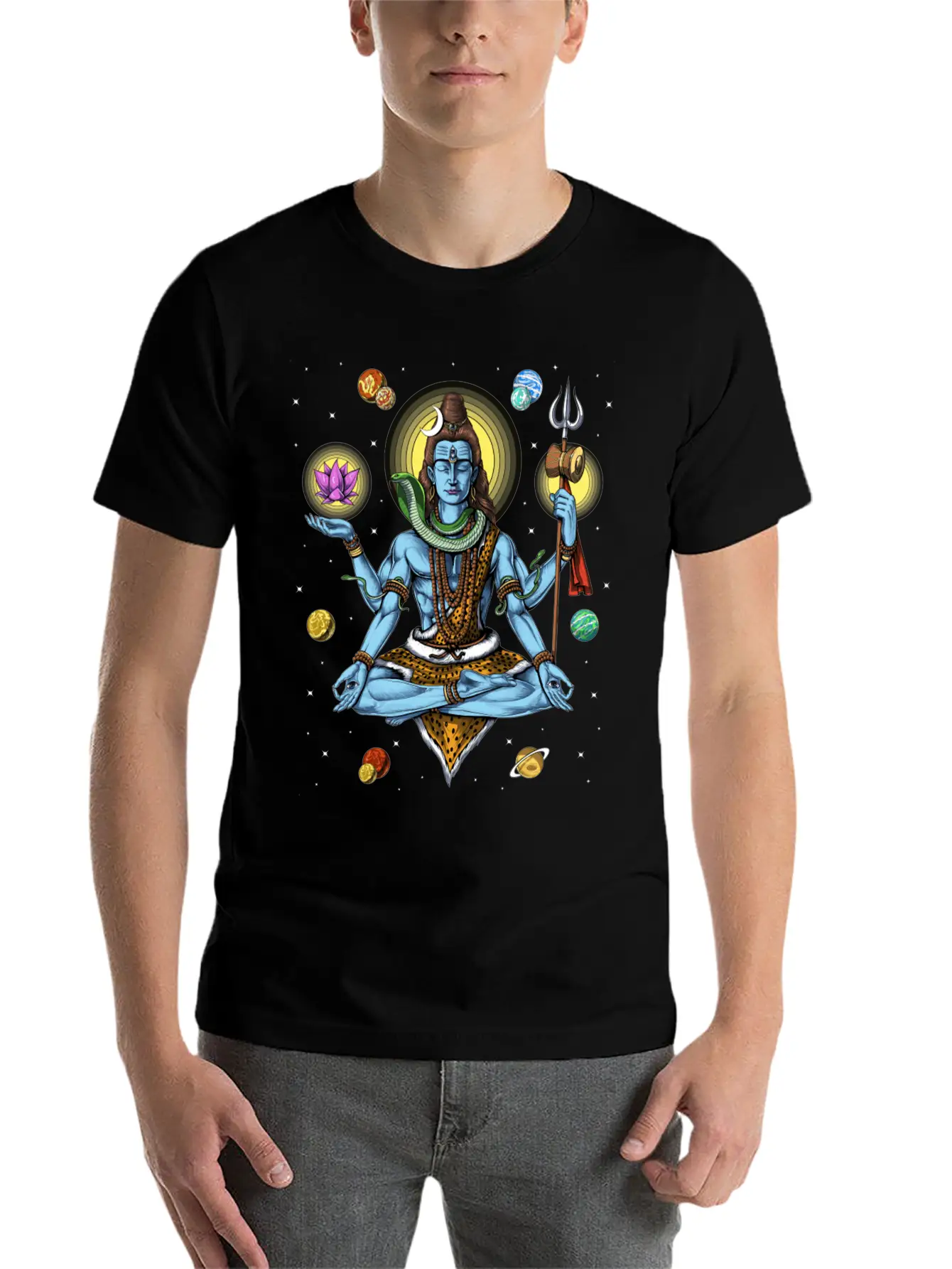 Lord Shiva Meditation Unisex Short Sleeve Soft Cotton T-Shirt – Casual Everyday Wear
