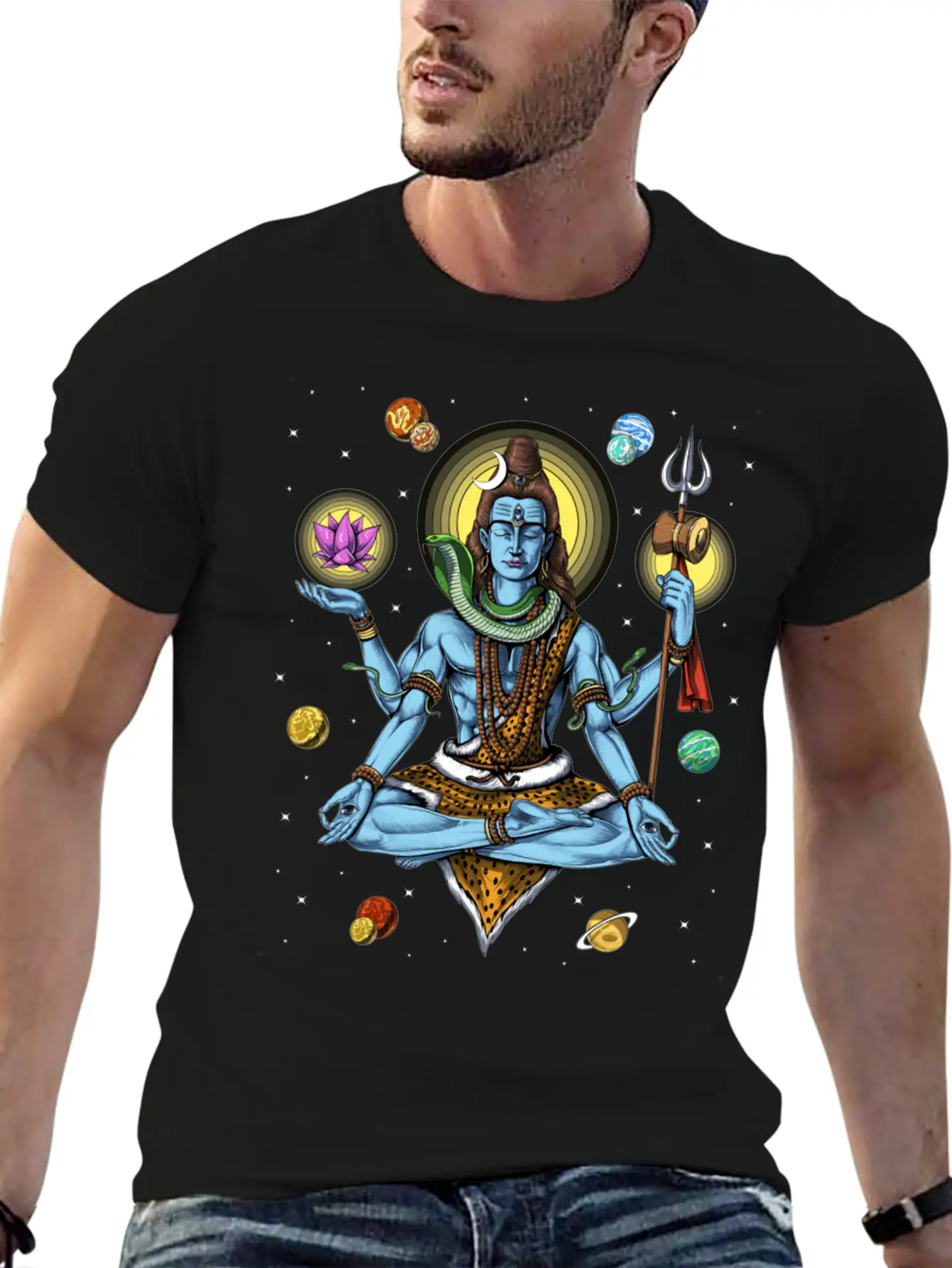 Lord Shiva Meditation Unisex Short Sleeve Soft Cotton T-Shirt – Casual Everyday Wear