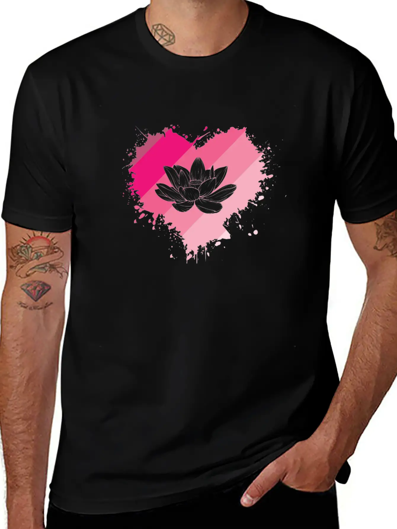 Lotus Flower Heart Plant Flower Lotus Blossom Basic Graphic T-Shirt – Daily Comfort In Soft Cotton