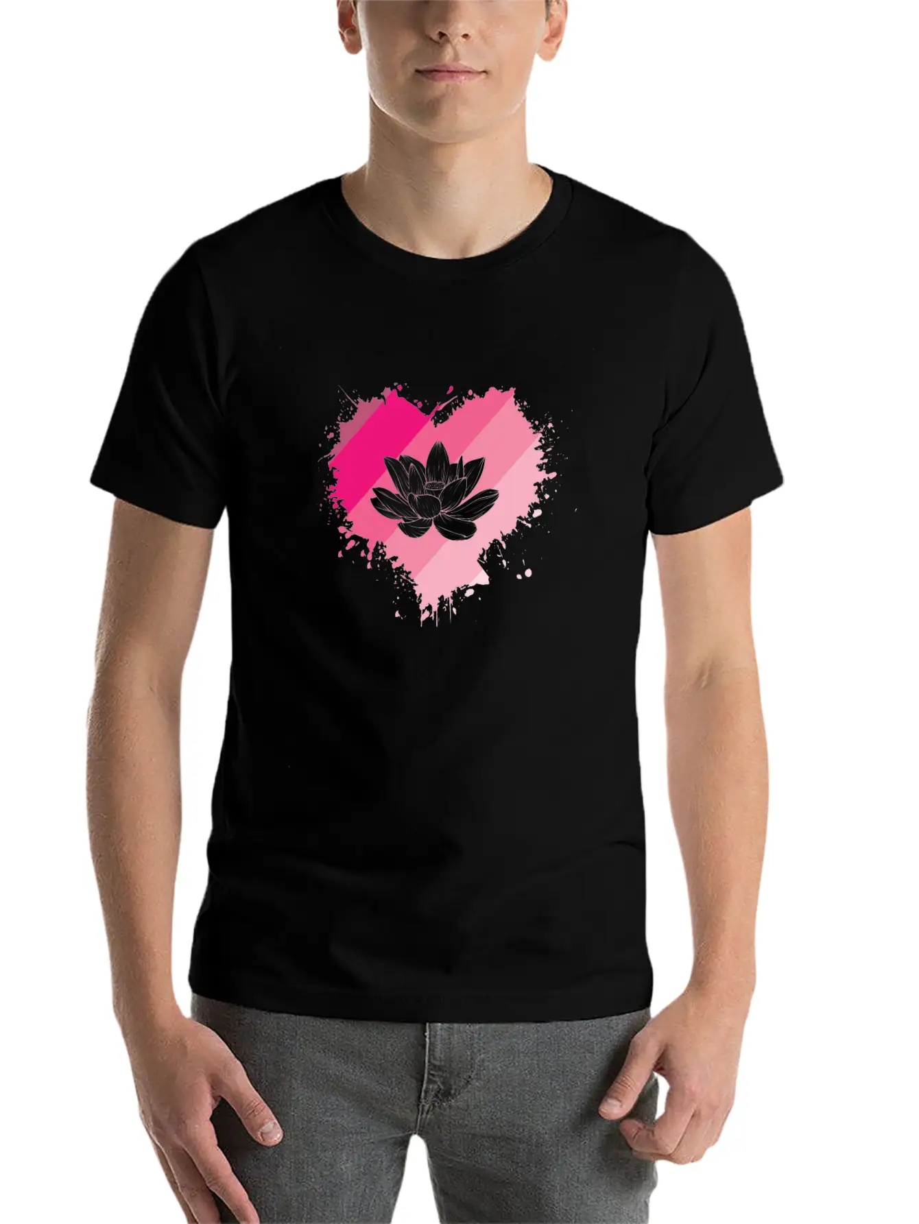 Lotus Flower Heart Plant Flower Lotus Blossom Basic Graphic T-Shirt – Daily Comfort In Soft Cotton