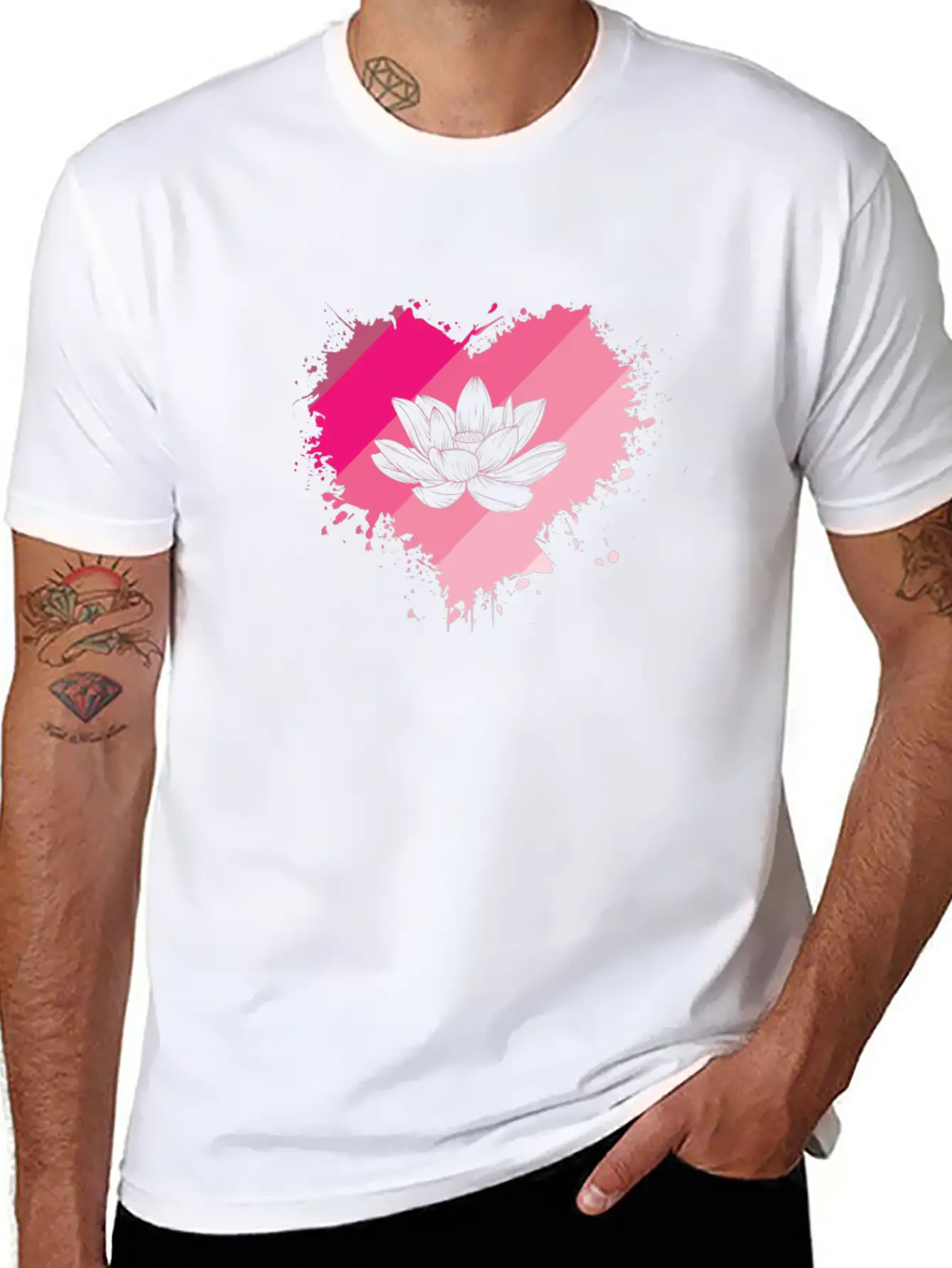 Lotus Flower Heart Plant Flower Lotus Blossom Basic Graphic T-Shirt – Daily Comfort In Soft Cotton