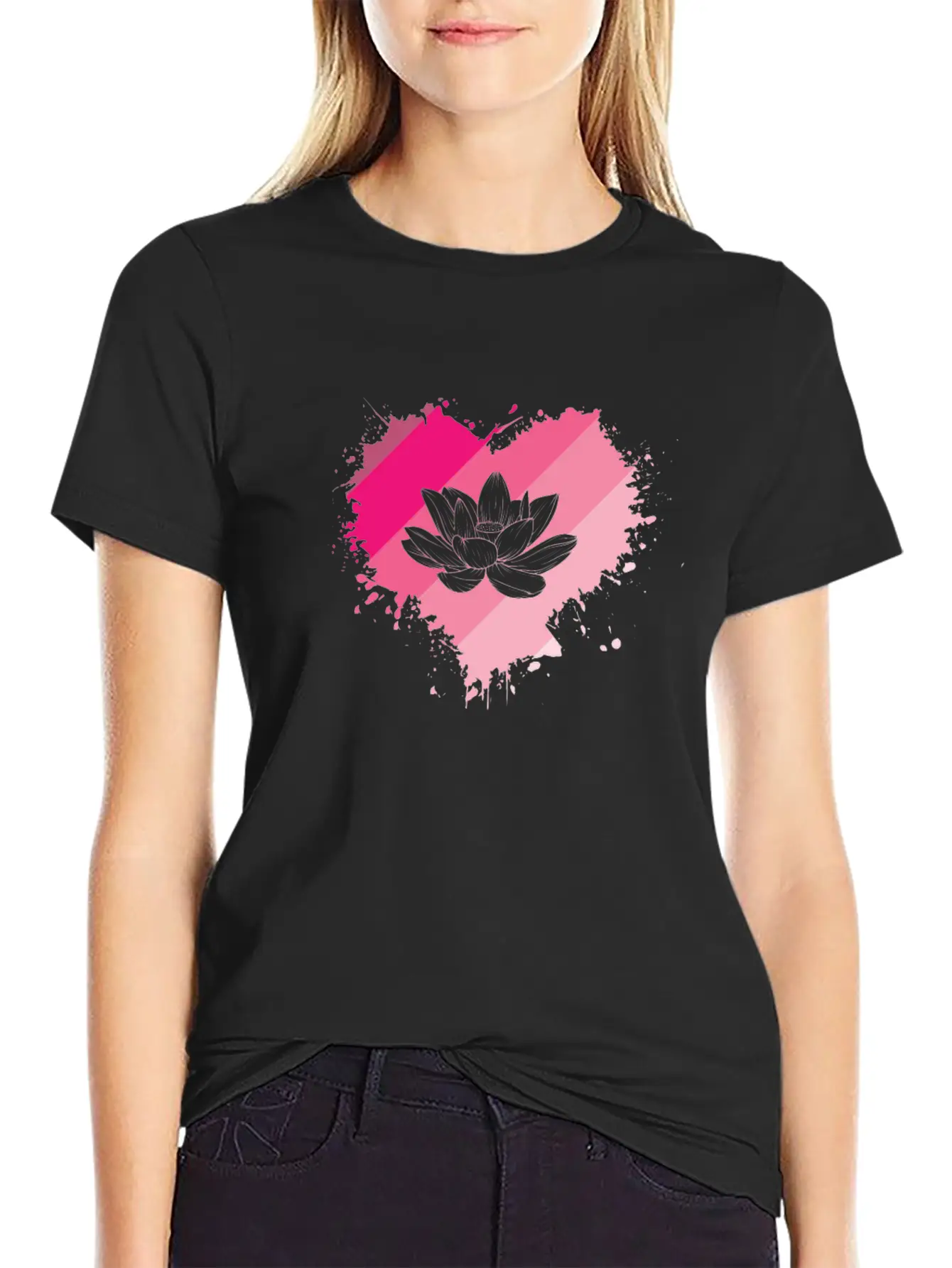 Lotus Flower Heart Plant Flower Lotus Blossom Basic Graphic T-Shirt – Daily Comfort In Soft Cotton