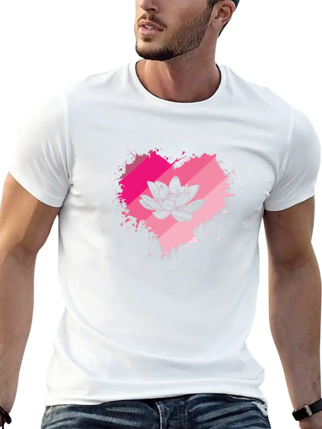Lotus Flower Heart Plant Flower Lotus Blossom Basic Graphic T-Shirt – Daily Comfort In Soft Cotton