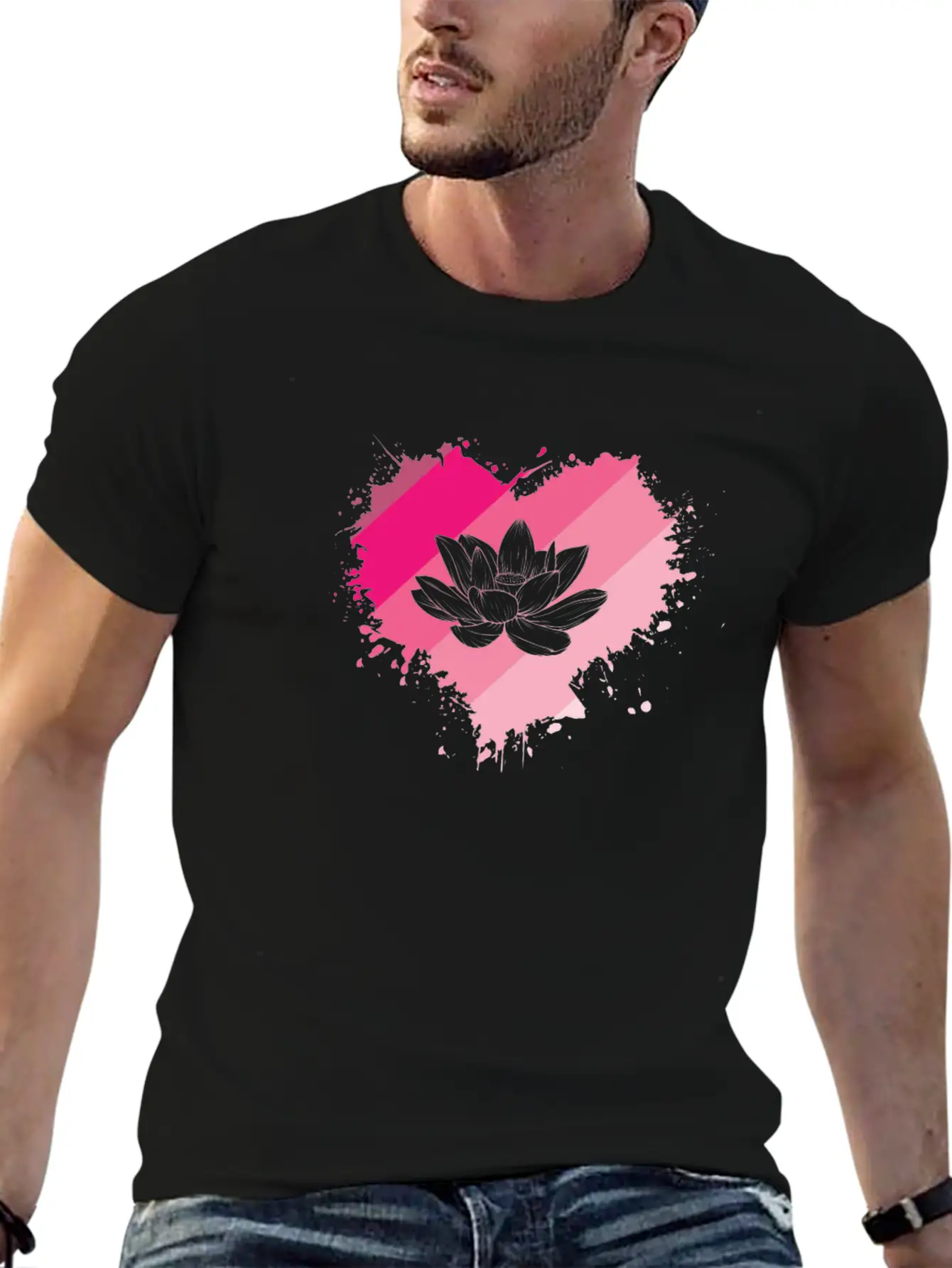 Lotus Flower Heart Plant Flower Lotus Blossom Basic Graphic T-Shirt – Daily Comfort In Soft Cotton