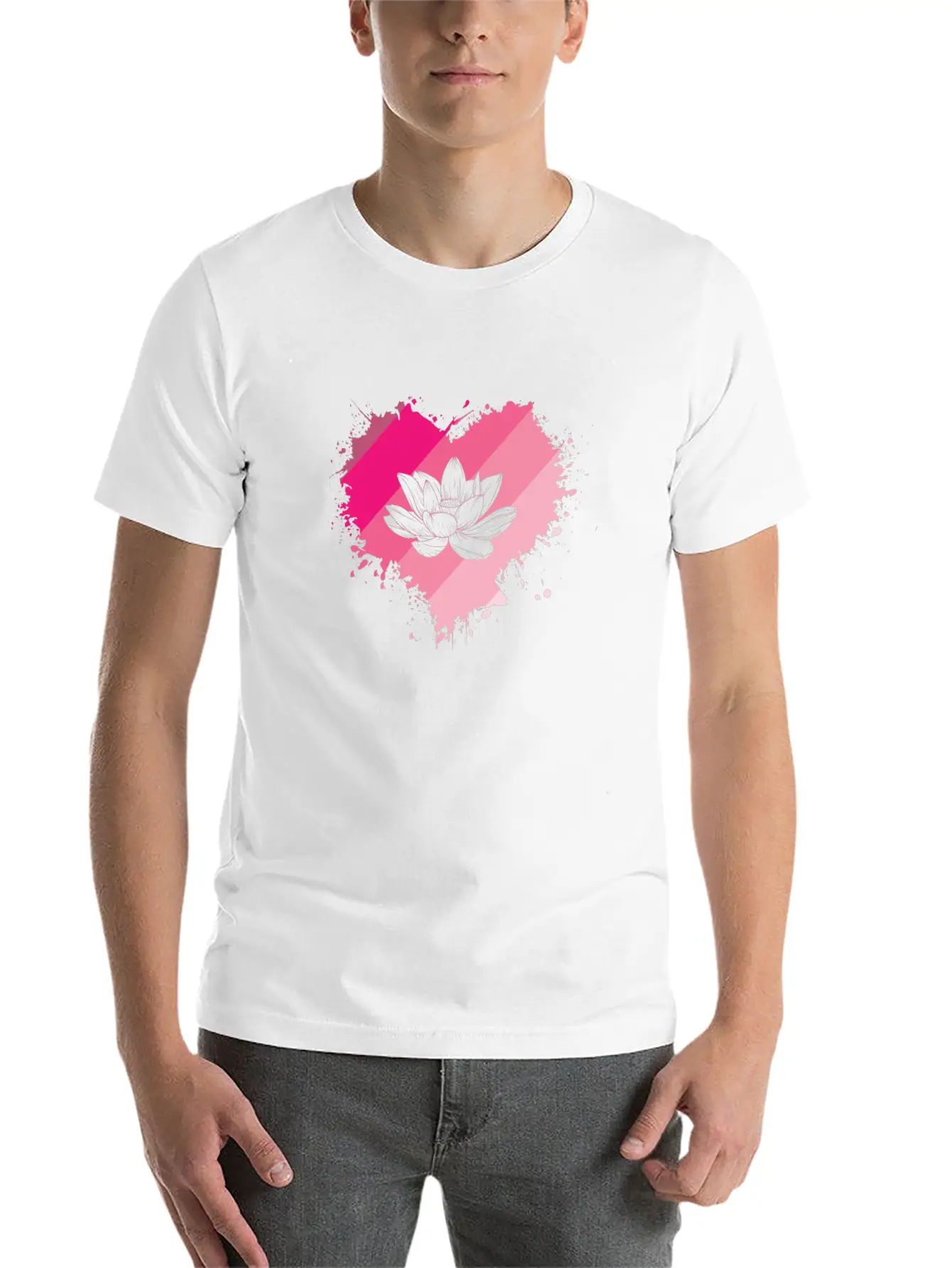 Lotus Flower Heart Plant Flower Lotus Blossom Basic Graphic T-Shirt – Daily Comfort In Soft Cotton
