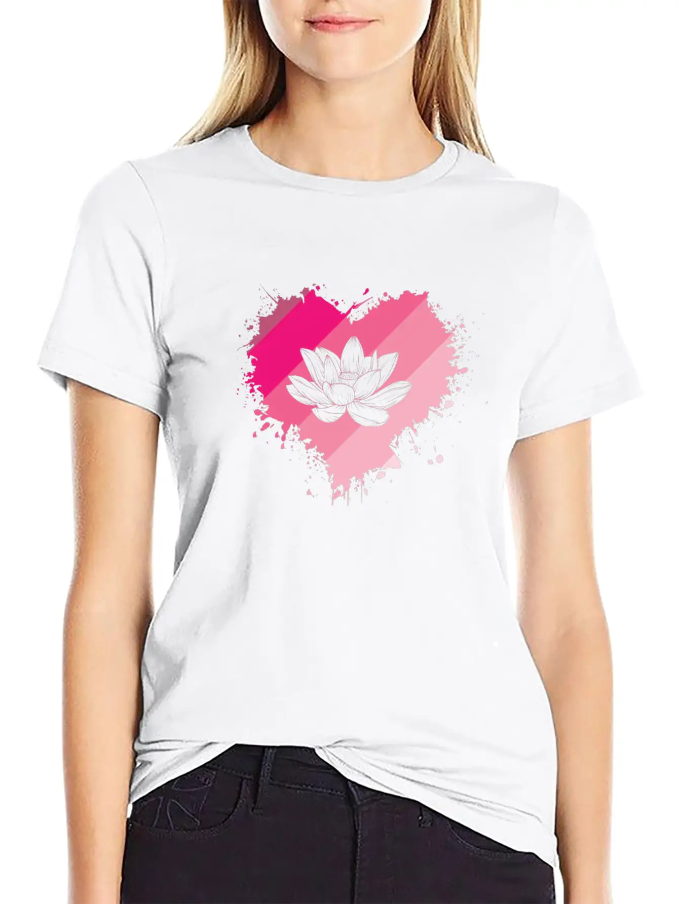 Lotus Flower Heart Plant Flower Lotus Blossom Basic Graphic T-Shirt – Daily Comfort In Soft Cotton