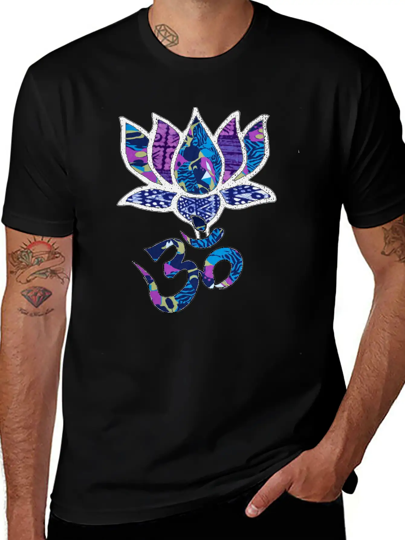 Lotus Flower With Ohm/Om Symbol Basic Graphic T-Shirt – Daily Comfort In Soft Cotton