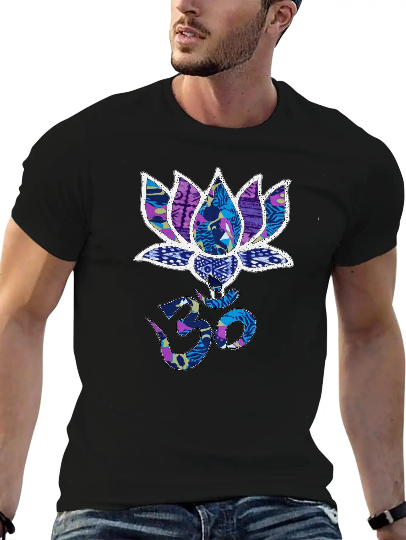 Lotus Flower With Ohm/Om Symbol Basic Graphic T-Shirt – Daily Comfort In Soft Cotton