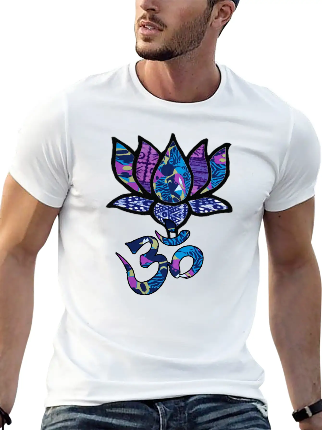 Lotus Flower With Ohm/Om Symbol Basic Graphic T-Shirt – Daily Comfort In Soft Cotton