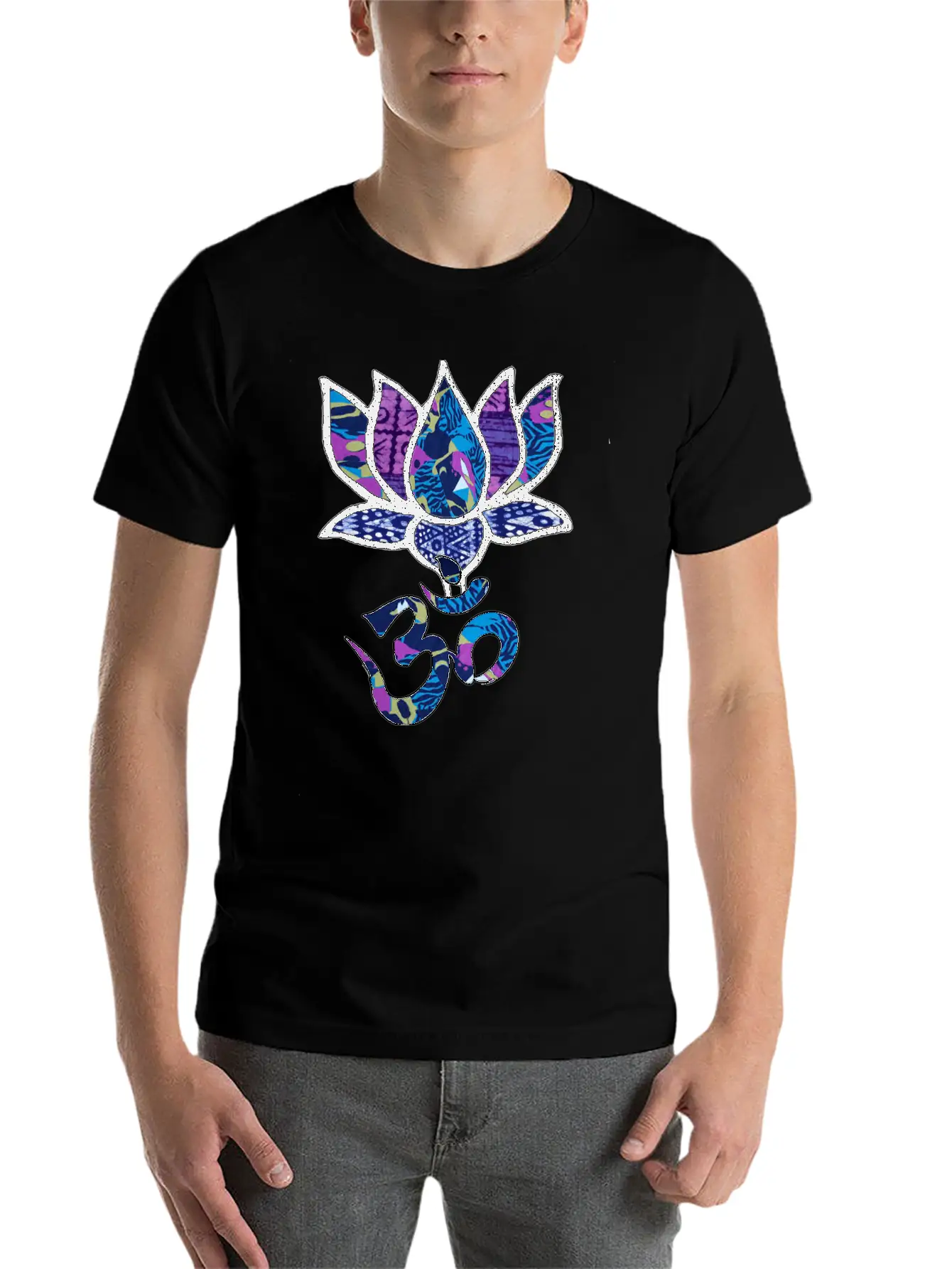 Lotus Flower With Ohm/Om Symbol Basic Graphic T-Shirt – Daily Comfort In Soft Cotton