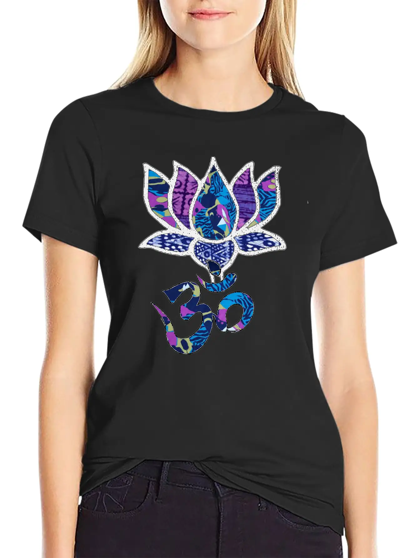 Lotus Flower With Ohm/Om Symbol Basic Graphic T-Shirt – Daily Comfort In Soft Cotton