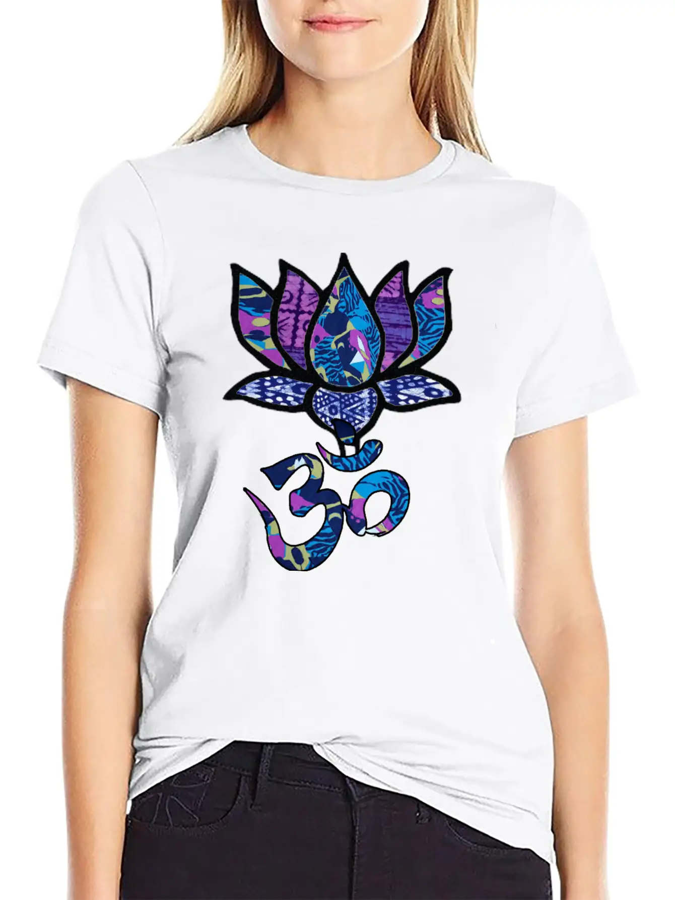 Lotus Flower With Ohm/Om Symbol Basic Graphic T-Shirt – Daily Comfort In Soft Cotton