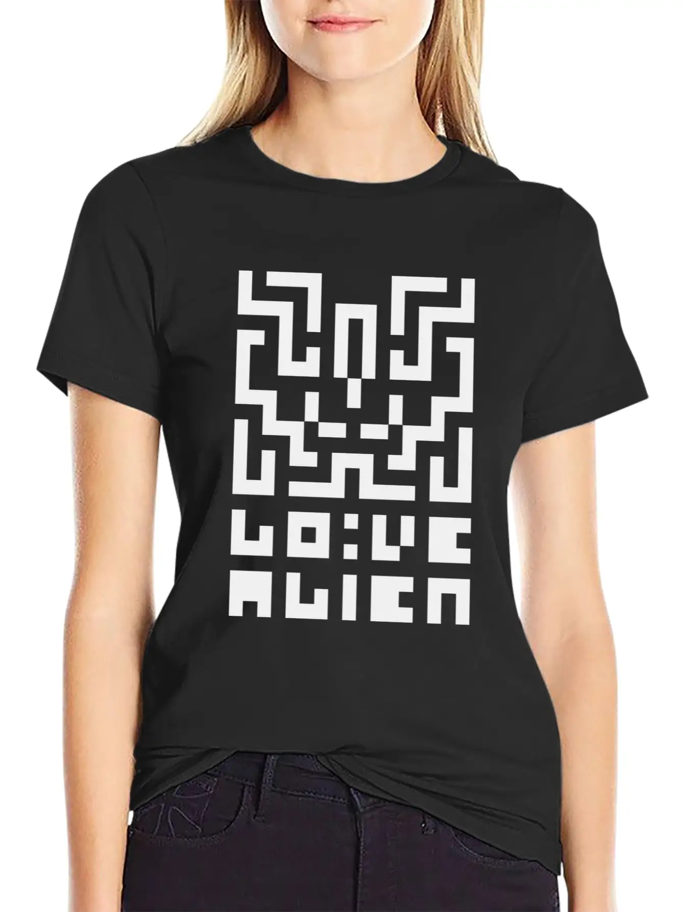 Love Alien / T01 / Magenta / B&W Pixel Art Timeless Short Sleeve Tee – Comfy And Minimalist Design