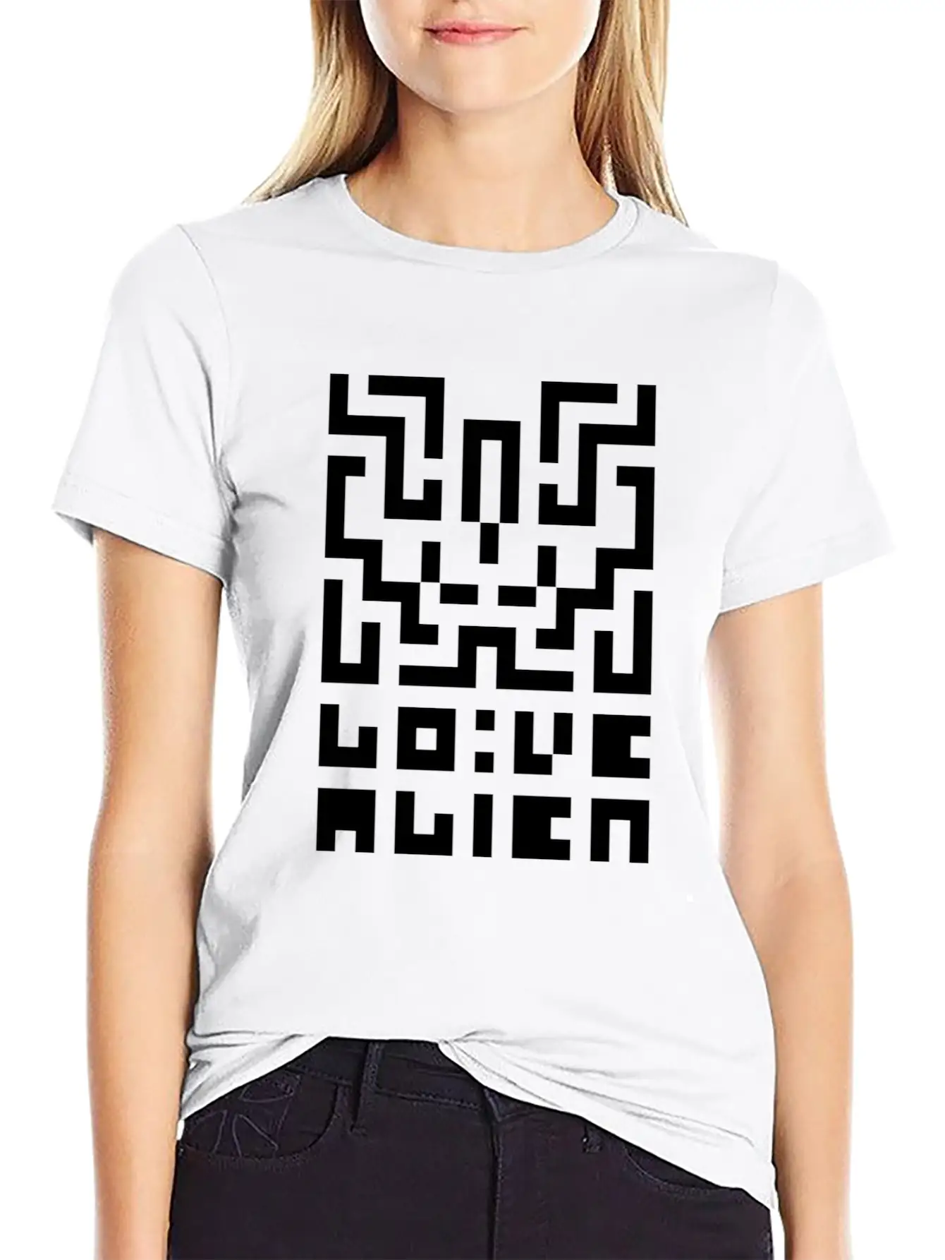 Love Alien / T01 / Magenta / B&W Pixel Art Timeless Short Sleeve Tee – Comfy And Minimalist Design