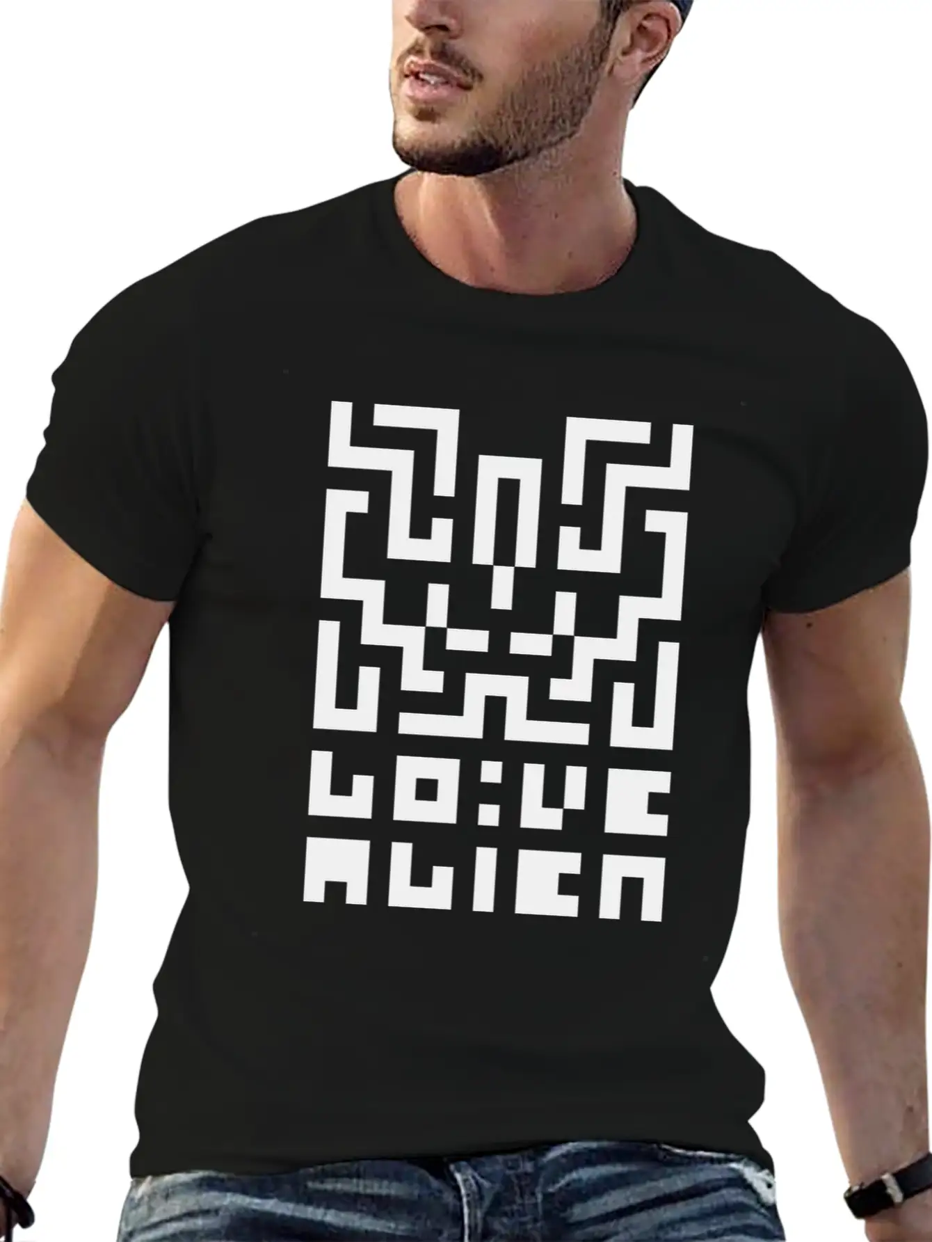 Love Alien / T01 / Magenta / B&W Pixel Art Timeless Short Sleeve Tee – Comfy And Minimalist Design