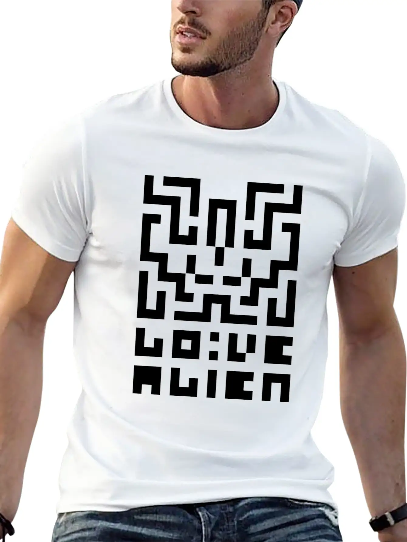 Love Alien / T01 / Magenta / B&W Pixel Art Timeless Short Sleeve Tee – Comfy And Minimalist Design